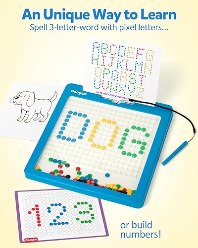 Miniatura 4 de Coogam Tablero de dibujo magnético, tablero de dibujo grande con bolígrafo y cuentas de puntos, almohadilla de arte con patrón de forma de color,