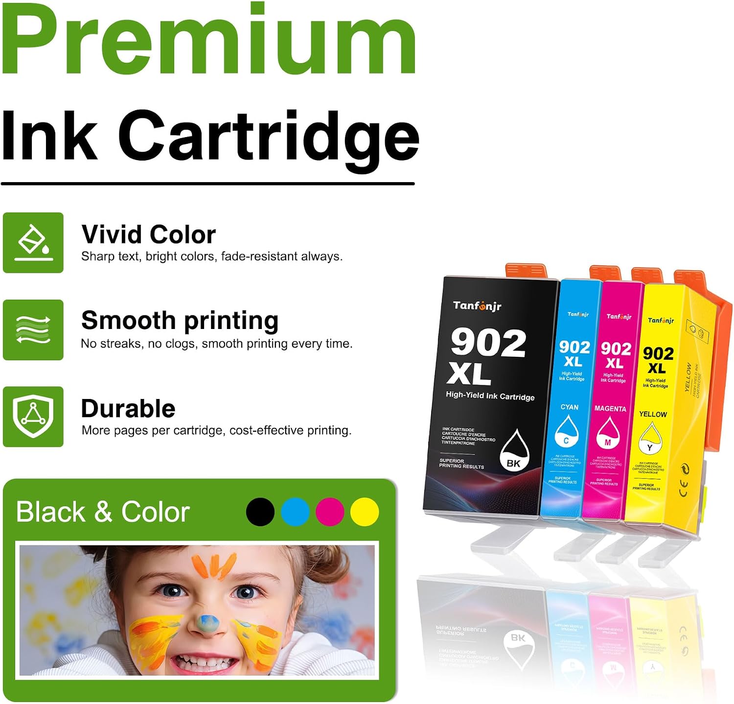 902XL Ink Cartridges 4-Pack CMYK, Replacement for HP 902 902XL T0A39AN, Compatible with OfficeJet 6950 6951 6954 6956 6958 6960 6961 6962 6963 6964 6968 6970 6975 6978 Printer