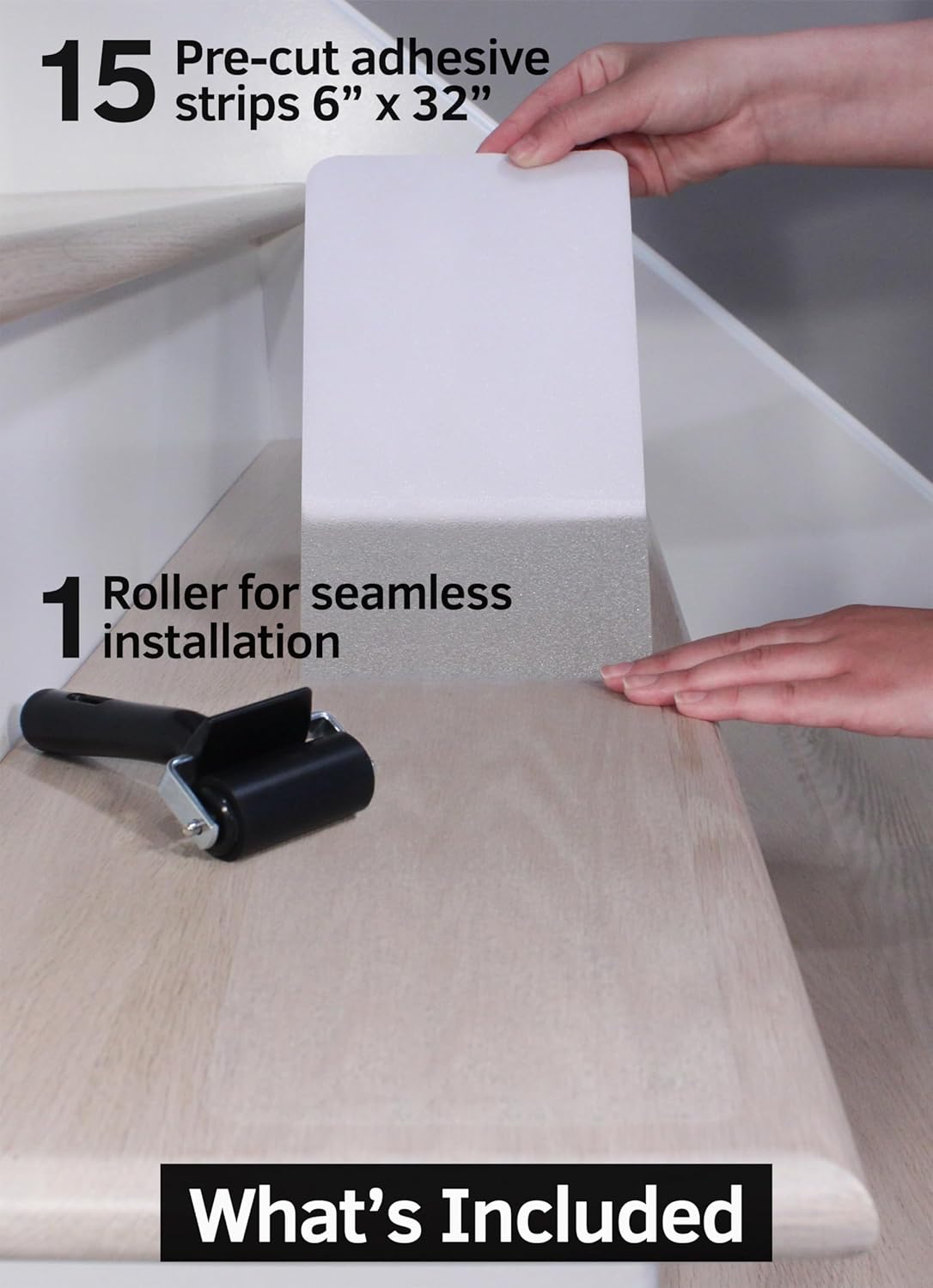 6x32 Non-Slip Stair Treads Tape (15-Pack) - Clear Anti-Slip Indoor Strips