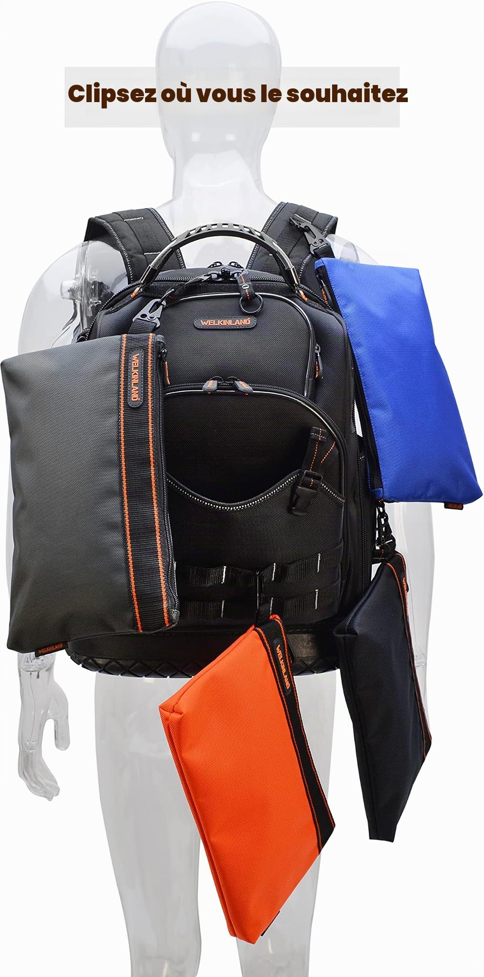Lot de 4 petites pochettes à outils, pochettes à outils robustes, pochettes à outils d'électricien, pochettes à outils avec clip, pochette à outils d'électricien, petit sac à outils, petit sac à