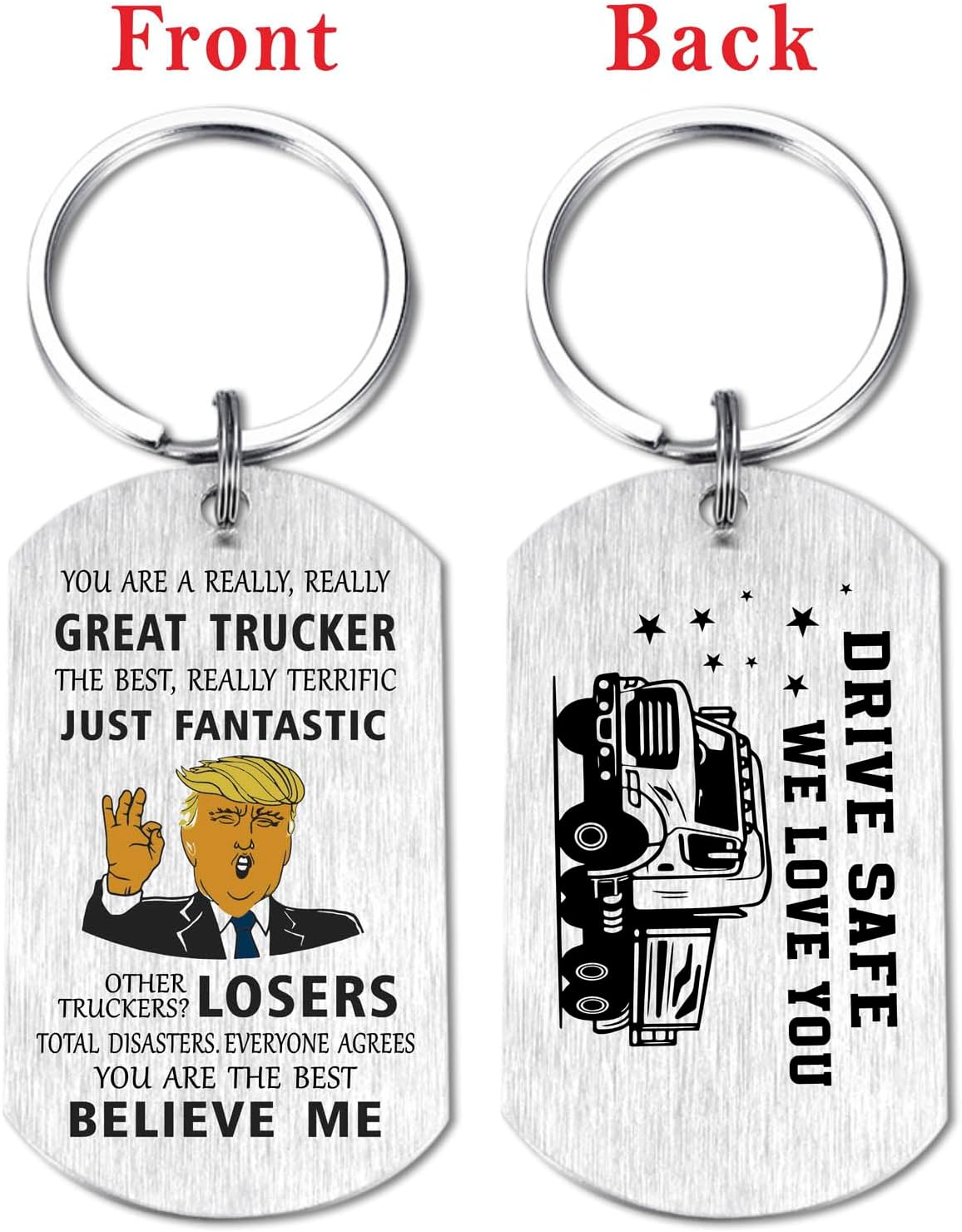 Mataly Truck Driver Accessories Trucker Keychain - Funny Truck Driver Gifts for Men - Christmas Gift for Truck Drivers - Drive Safe Keychain for Him We Love You image 2