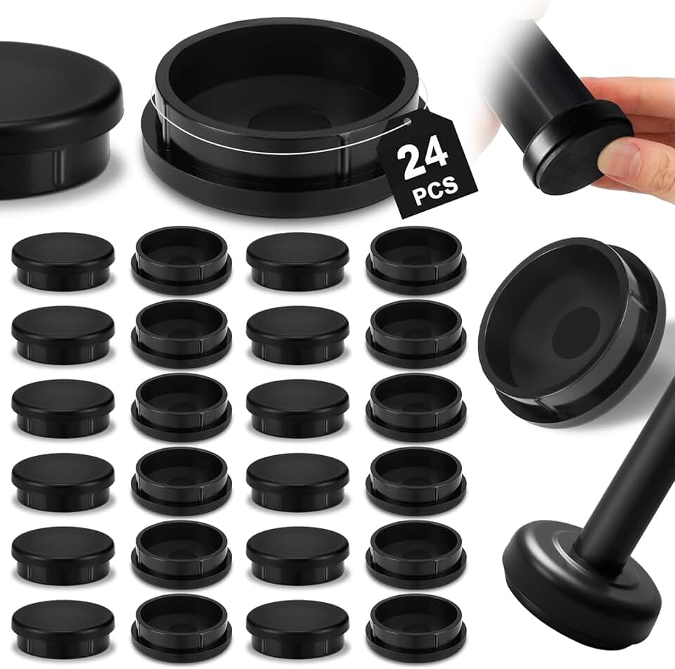 Threehoney 24 Pack 1-1/4" Wrought Iron Chair Leg Caps Heavy Duty Nylon Furniture Pads Round Chair Legs Feet Glides Floor Protectors for Outdoor Metal Chairs, Garden Patio Furniture, Table Feet
