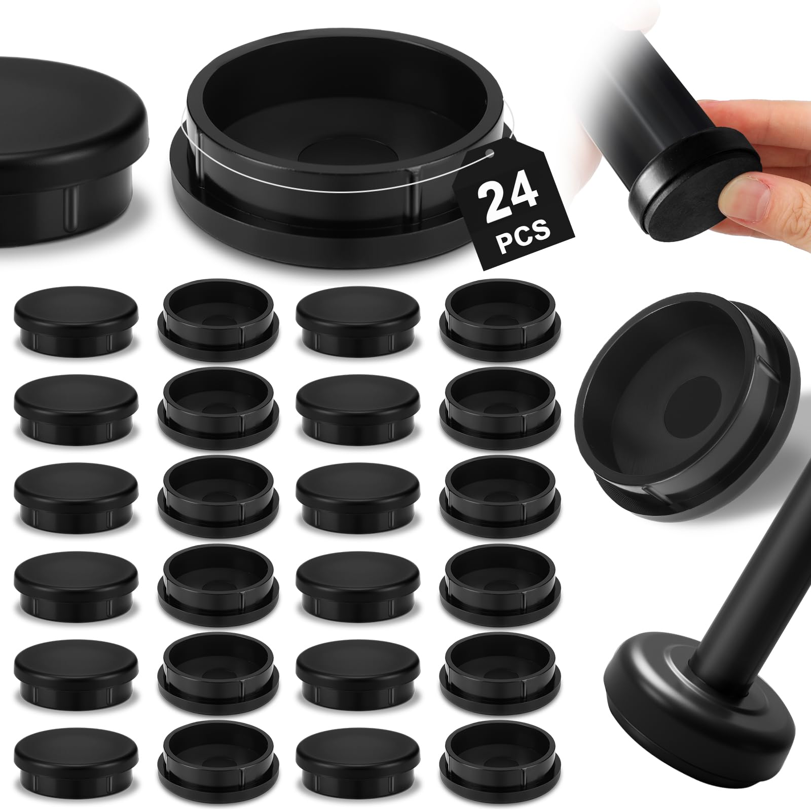 Photo 1 of Threehoney 1-1/4" Wrought Iron Patio Furniture Leg Caps (24 Pcs)