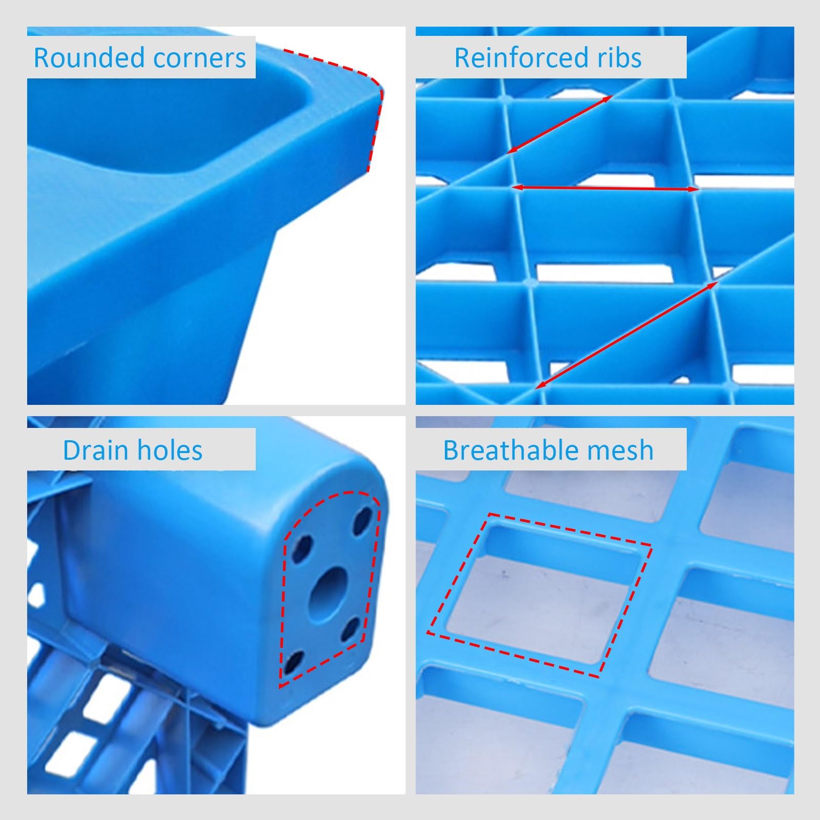 Lot de 3 palettes en plastique imperméables empilables et résistantes à l'humidité pour chariots élévateurs manuels et électriques, solutions de palettes industrielles robustes