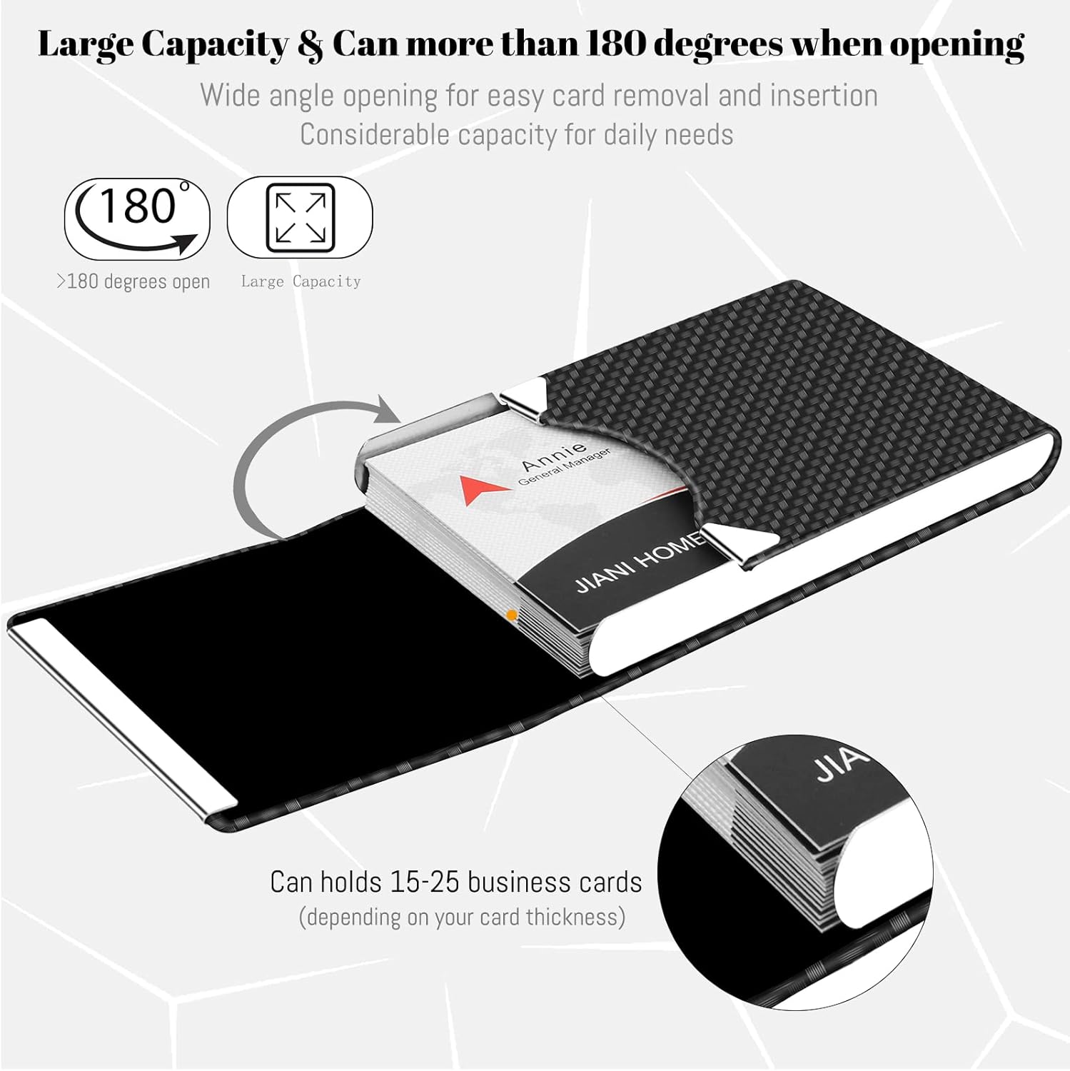 Business Card Holder, Metal Business Card Case Pocket, Card Holder for Women & Men, Professional PU Leather Business Card Holders RFID Blocking Name Card Holder Case with Magnetic Clasp, Black Carbon : Office Products