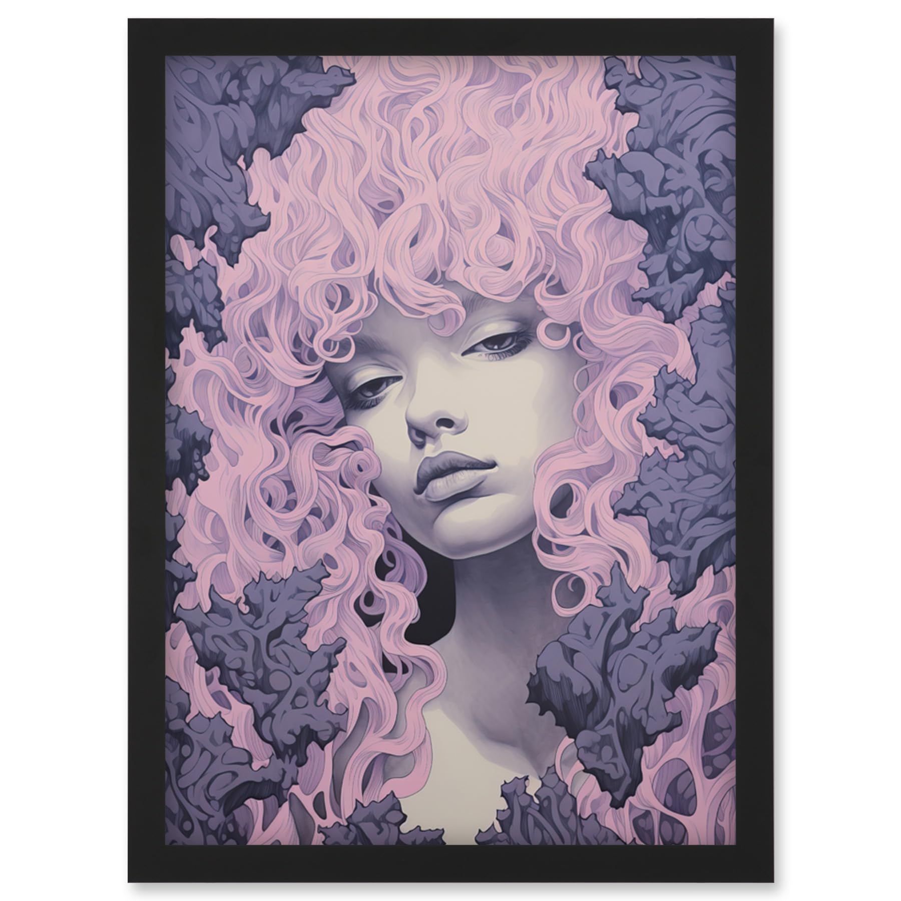 Artery8 Tree Nymph Lavender Purple Pink Woodland Forest Spirit Conceptual Artwork Framed Wall Art Print A4