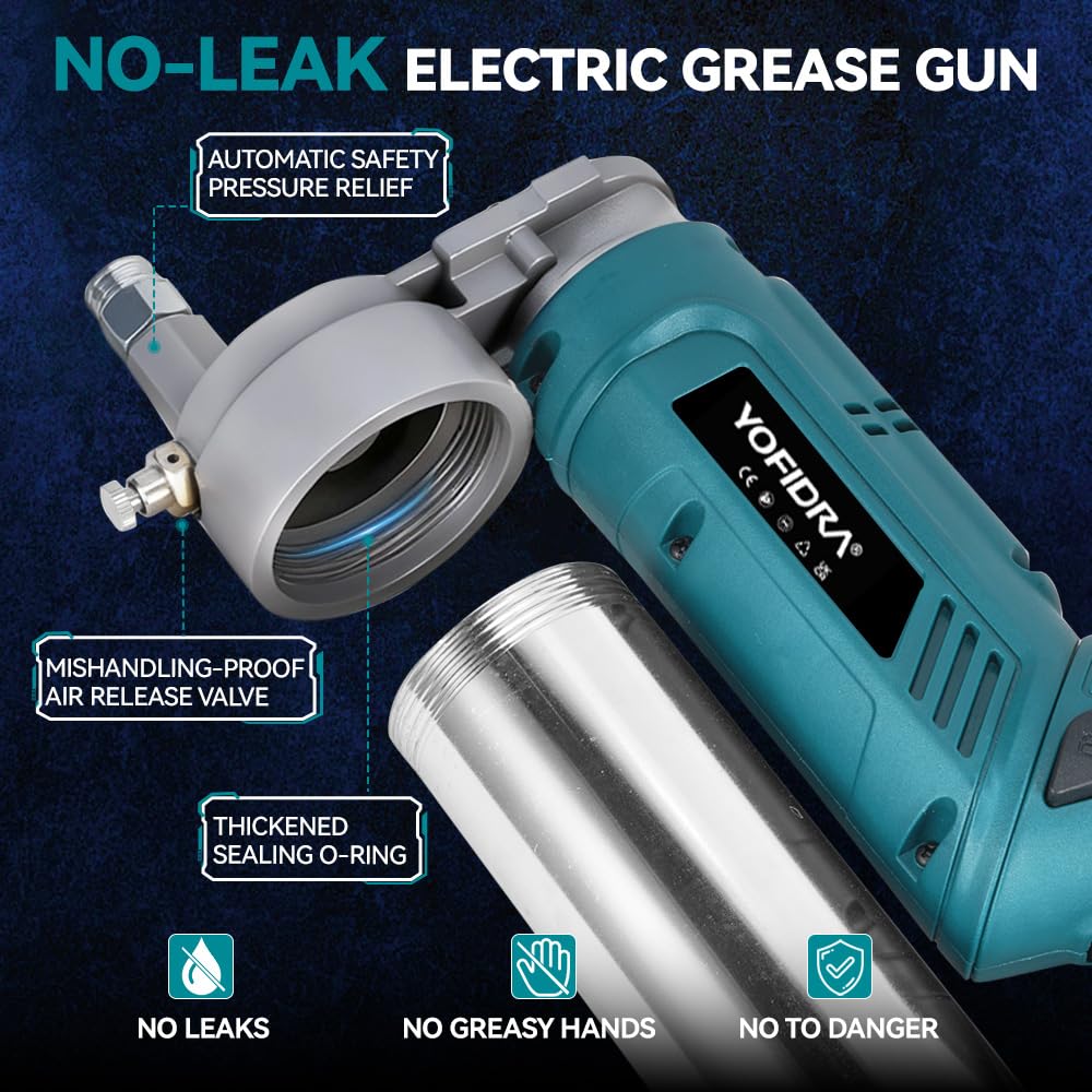 Yofidra 2 in 1 Pistola per Grasso a Batteria - Kit Pistola per Grasso da 5,3 oz/min 12000 PSI con 2 batterie da 3,0 Ah, Facile da Usare per Agricoltori, Operatori di Macchine e Proprietari