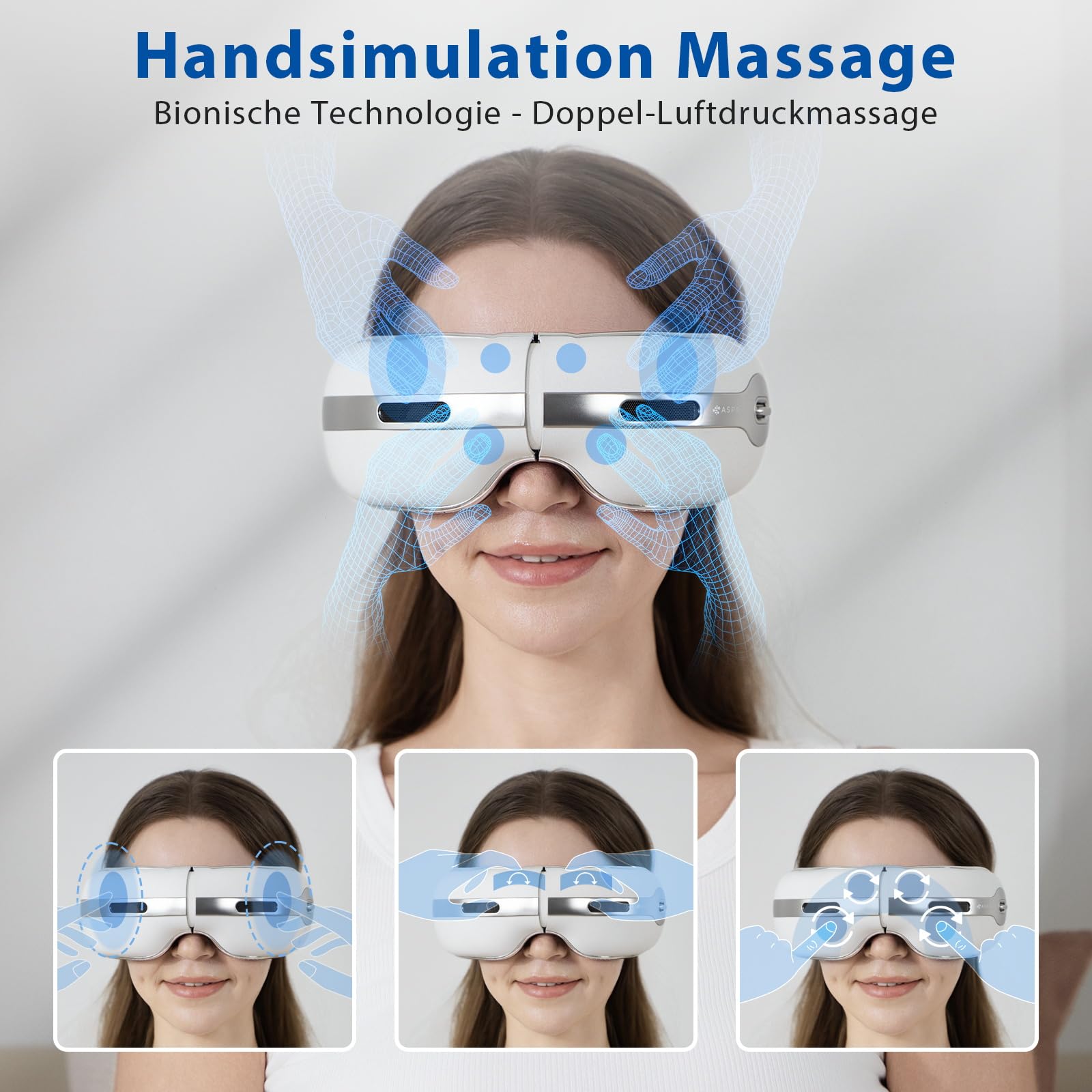 Augenmassagegerät mit dualer Heiß- und Kältetherapie,Vibration,Luftkompressionsmassage, Bluetooth-Musik, für strapazierte/trockenen Augen, Augenmaske für Frauen Männer Freunde Familie