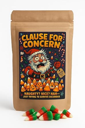 Clause for Concern Candy Corn by Kepperton Candy Co - Festive Christmas Candy in Gift-Ready Kraft Pouch, Holiday Peppermint Twist, Perfect for Stocking Stuffers & Secret Santa