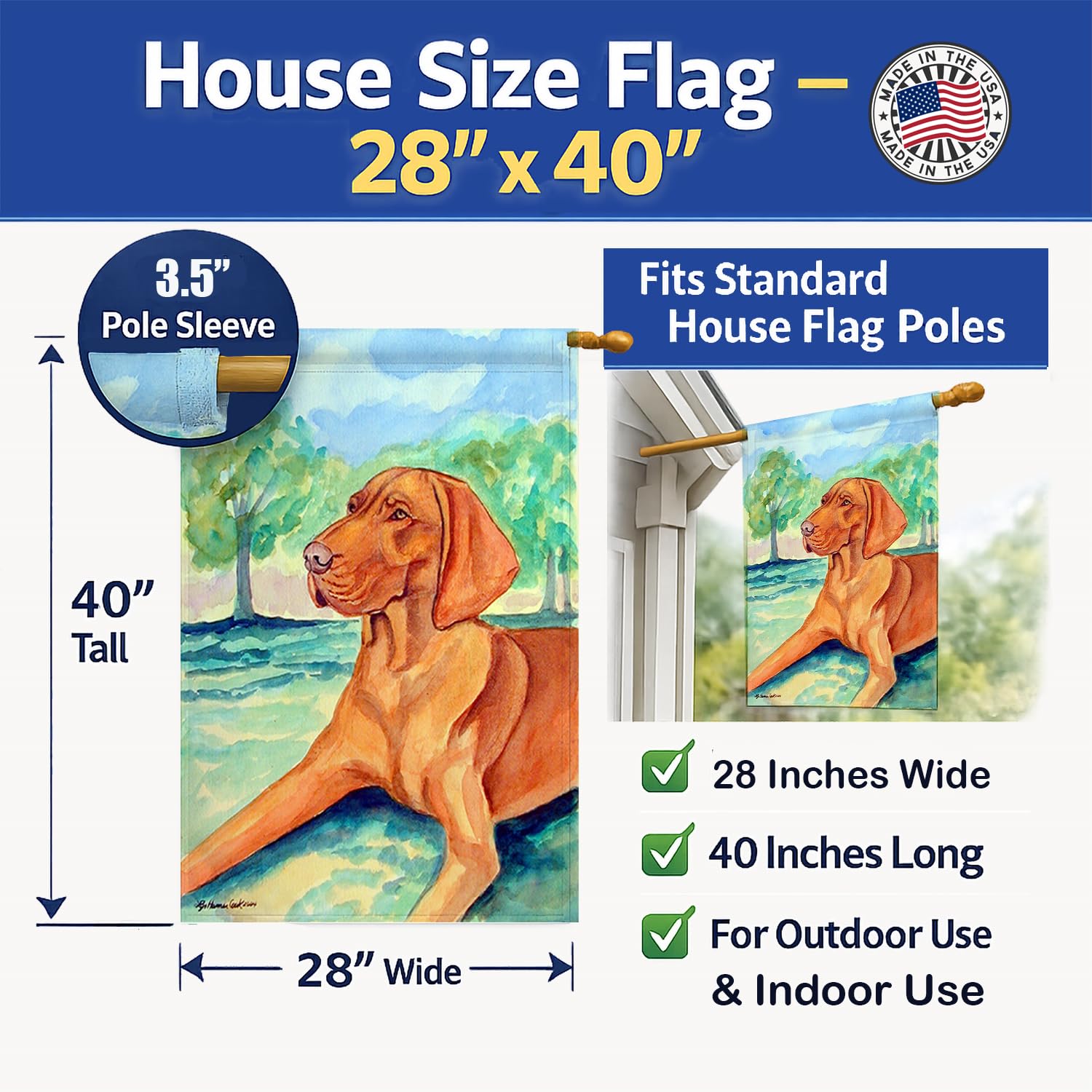 Caroline's Treasures 7264CHF Vizsla Flag Tela, grande, multicolore