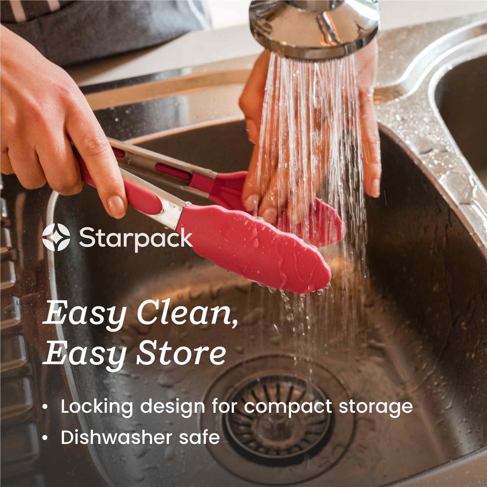 StarPack Pinzas de cocina de silicona de alta calidad de 12 pulgadas, acero inoxidable con puntas de silicona antiadherentes, alta resistencia al calor hasta 600 °F, para cocinar, servir, parrilla,