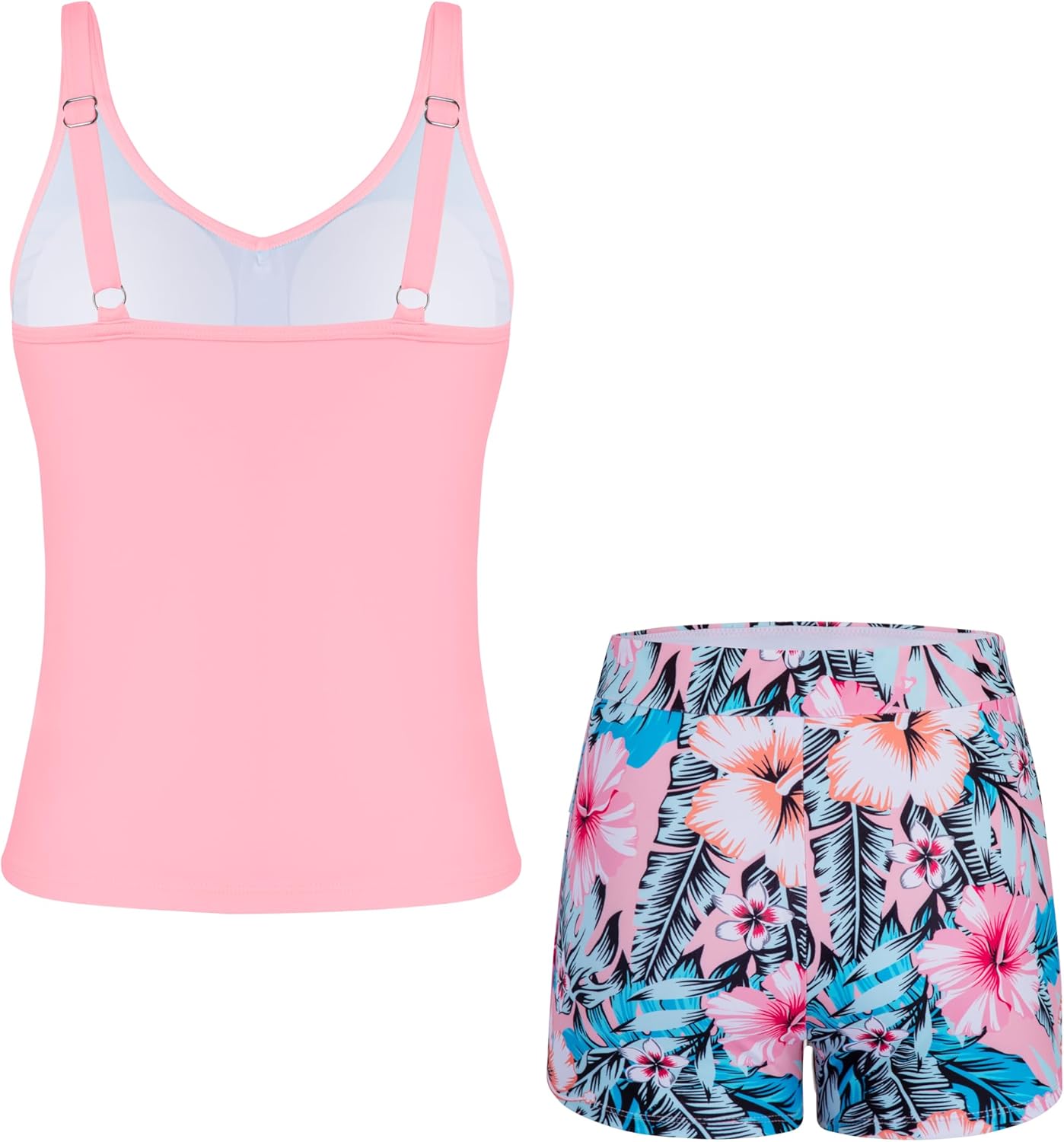 Tween Girls Tankini Swimsuit 2 Piece Bathing Suit Criss Cross Ruched Girl Swimwear with Chest Pad 8-16 Years - Image 4