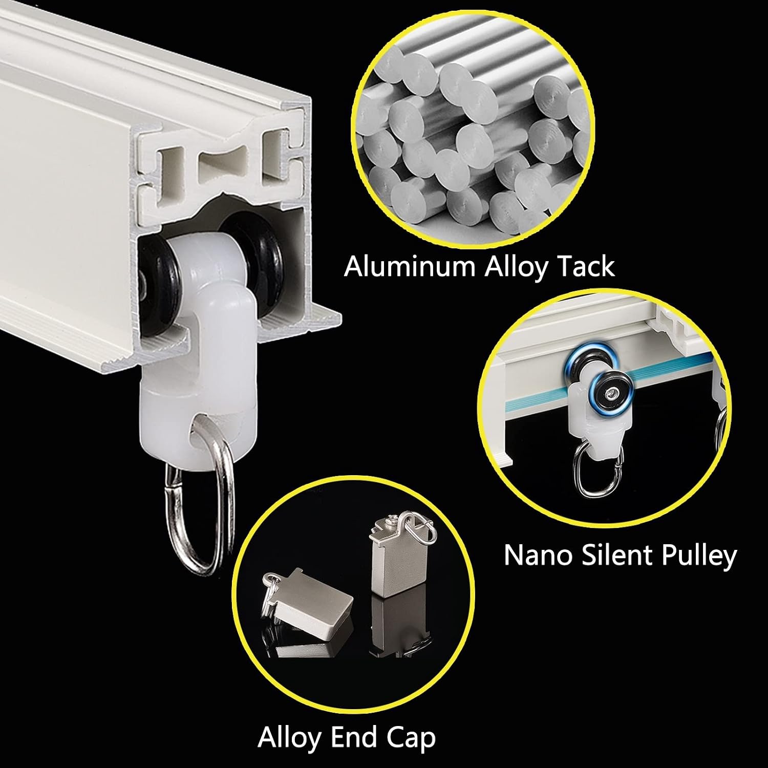 Room Divider Ceiling Track System Shower Curtain Flexible Bendable Curtain Track Embedded, Aluminum Alloy Invisible Sliding Curtain Rod for Nursery/Office/Home, Ceiling Mount ( Color : White , Size :
