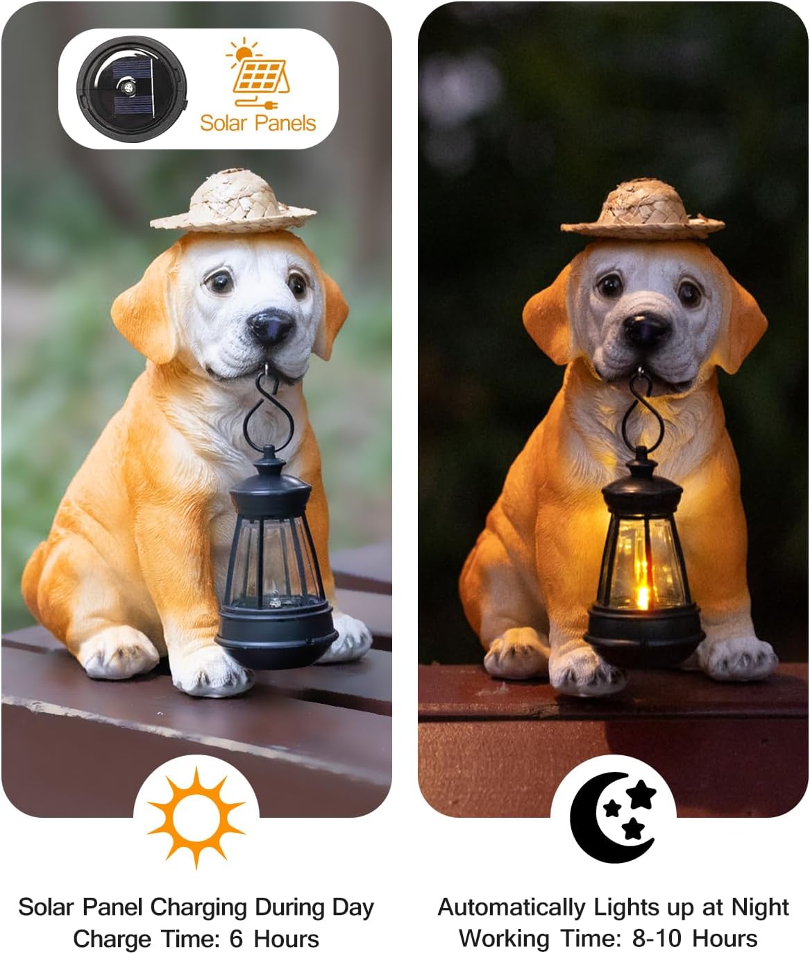 Labrador Dog Outdoor Solar Statues, Garden Decor with Retro LED Lantern for Yard Ornaments Porch Patio Balcony House, Christmas for Grandma Mom Women