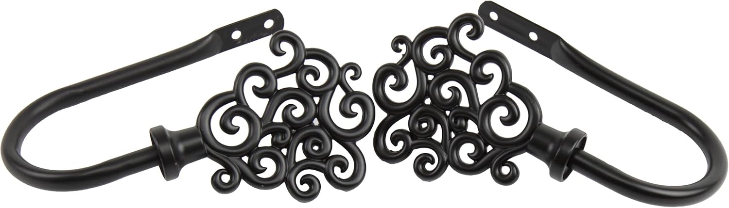 Rod Desyne Tidal Holdback Pair for Windows, Black