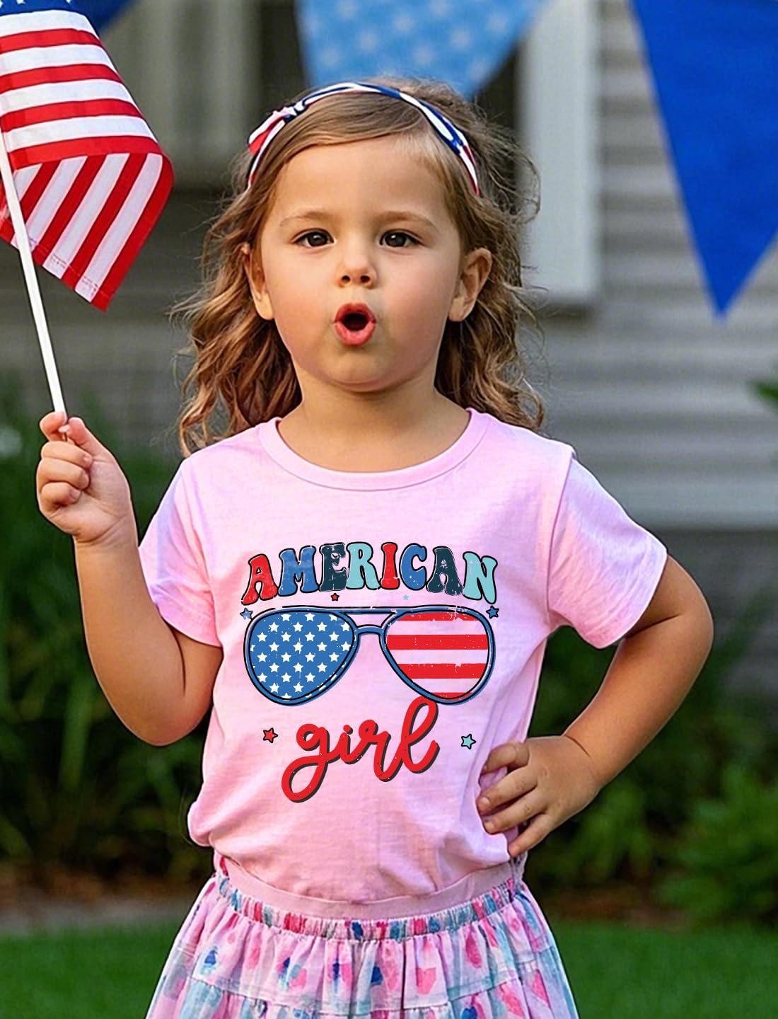 Kids Boys American Flag Shirts 4th of July T-Shirt Toddler Girls Cotton Patriotic Tops Tee Independence Day Clothes