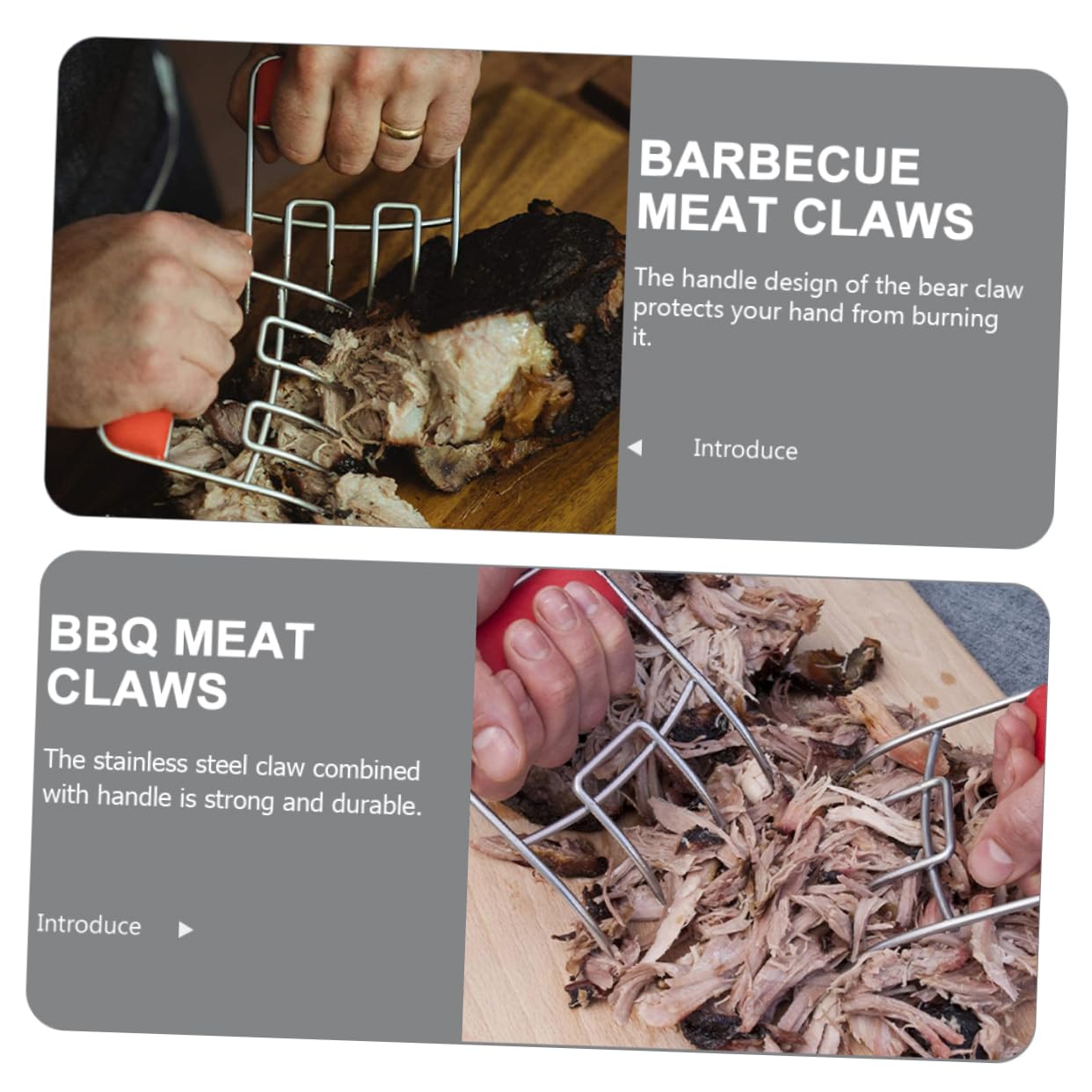 Kisangel 2 Pezzi Separare Carne Inossidabile con Tpr Strumento per Bbq per Sfilacciare Carne e Pulled Pork