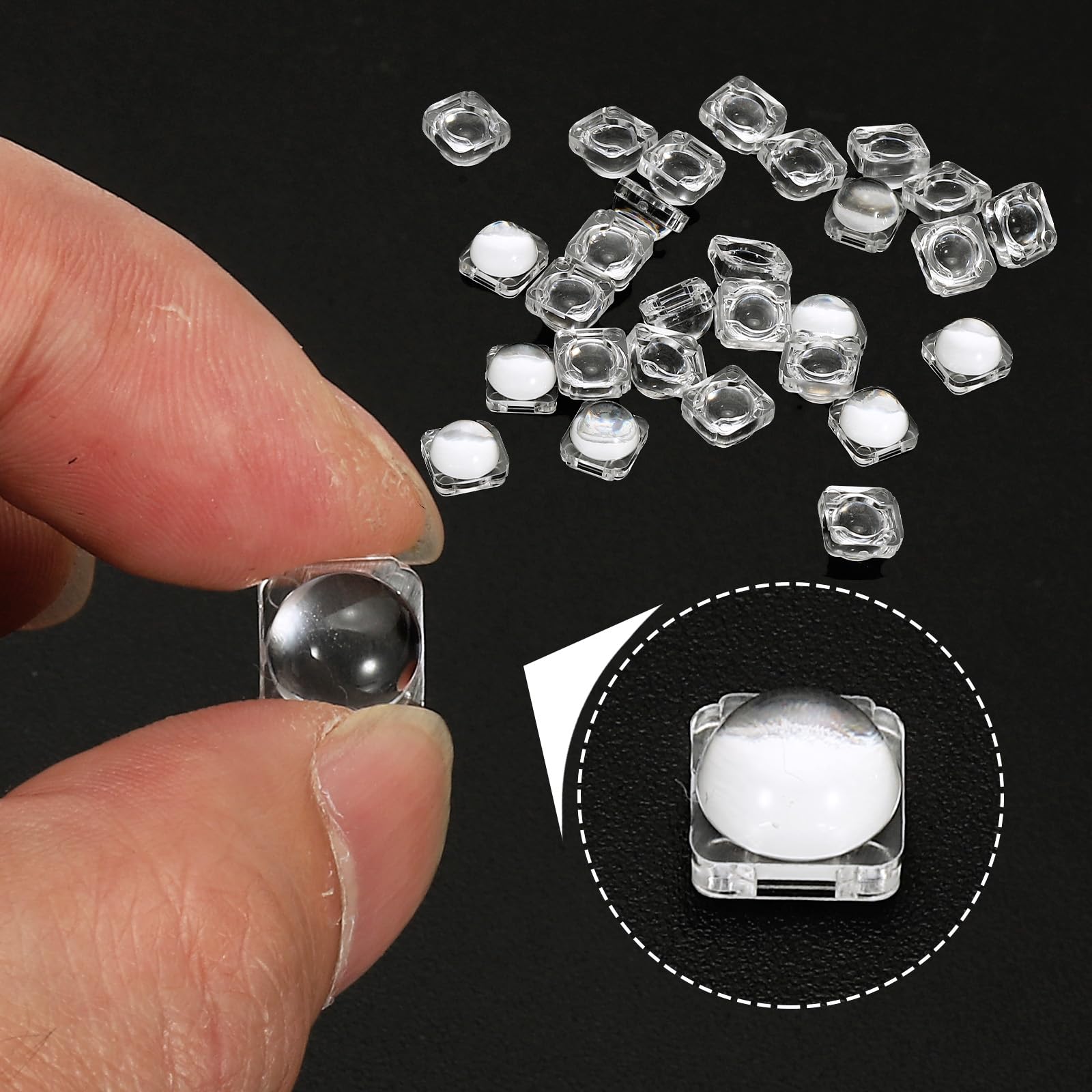 PATIKIL LED Convex Lens, 50 Pack 60 Degree Beam Angle Acrylic LED Optical Convex Condenser Lens for 5730 LED Strip Lamp Beads - Image 4