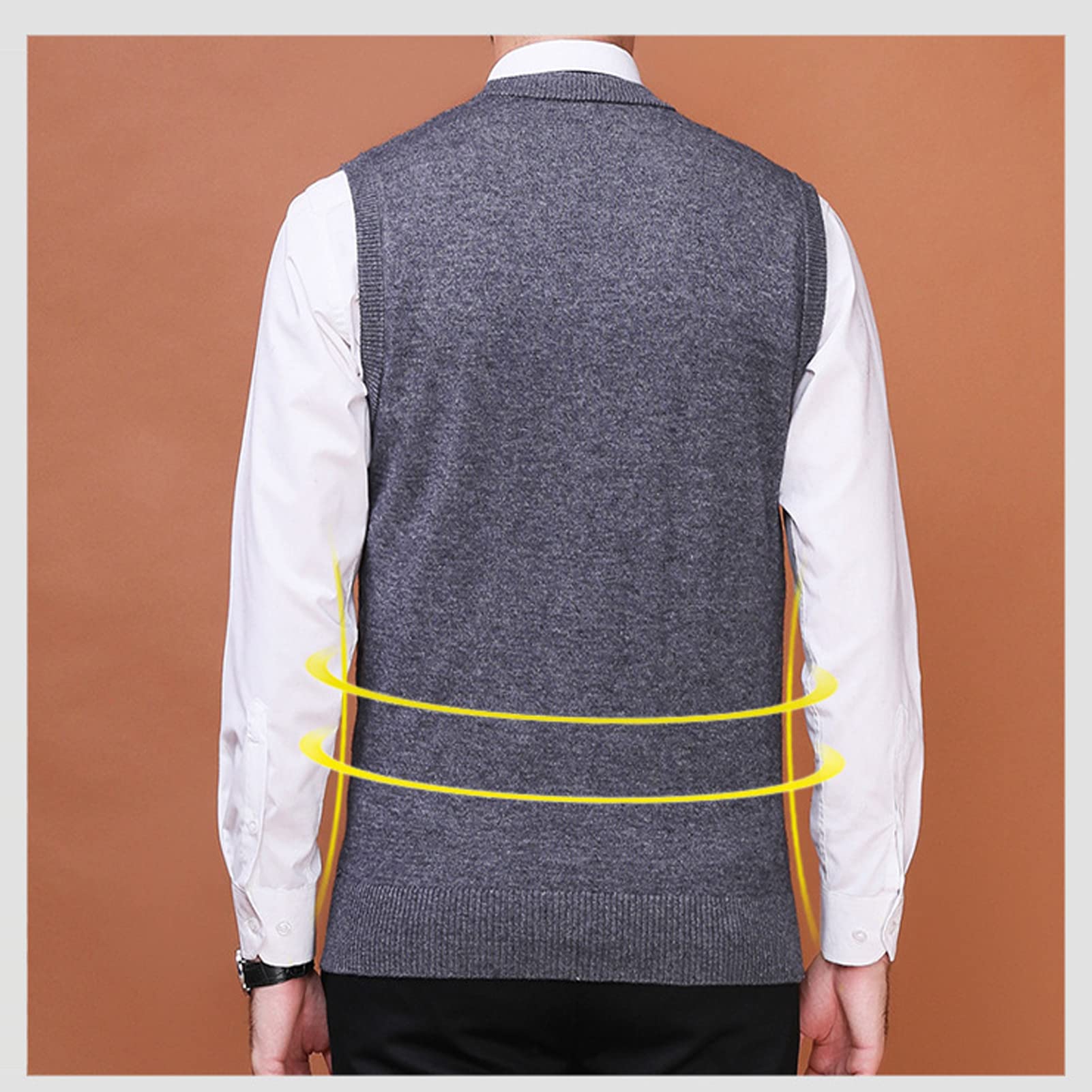 Chaleco De SuéTer para Hombres SuéTer Sin Mangas con Cuello En V Casual Caliente Jersey Invierno De Chaqueta De Punto De Otoño Botón Jumper Empresarial Chaleco Top Grey-XL