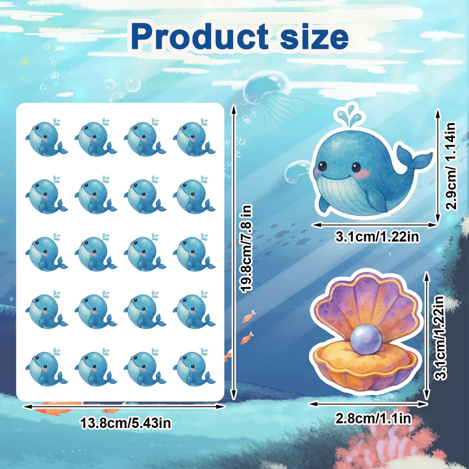 10 Sheets Ocean Stickers for Kids 200pcs Under the Sea Animal Stickers Cute Sea Creature Life Labels Waterproof Ocean Theme Party Favor Decorations for Water Bottle Computer Craft Supplies - Image 2