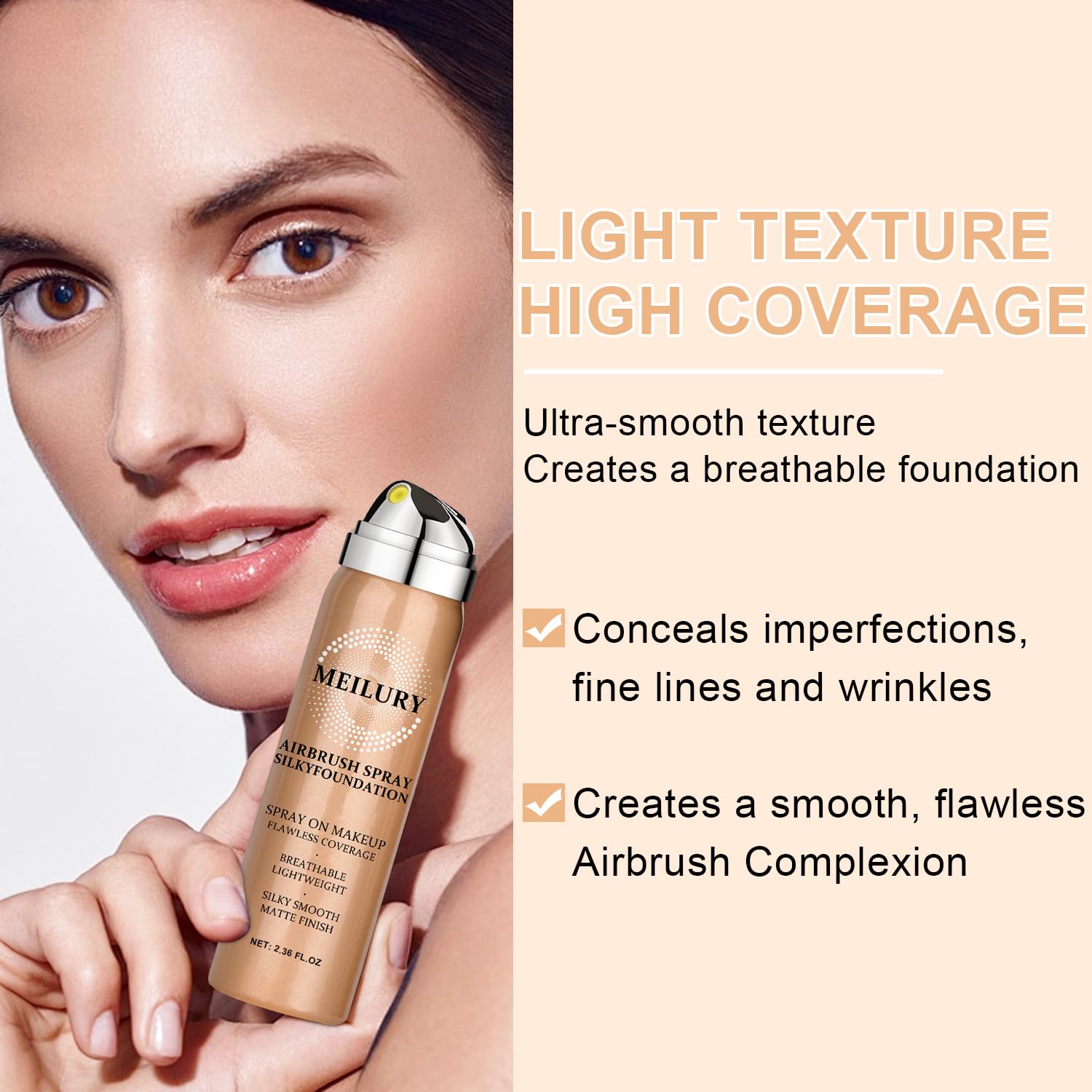 AirBrush Foundation Spray Set, Spray Foundation Makeup and Hydrating Face Air Primer Kit, Longwear Waterproof Liquid Matte Foundation Mist for Flawless Look (01 Natural) - Image 4