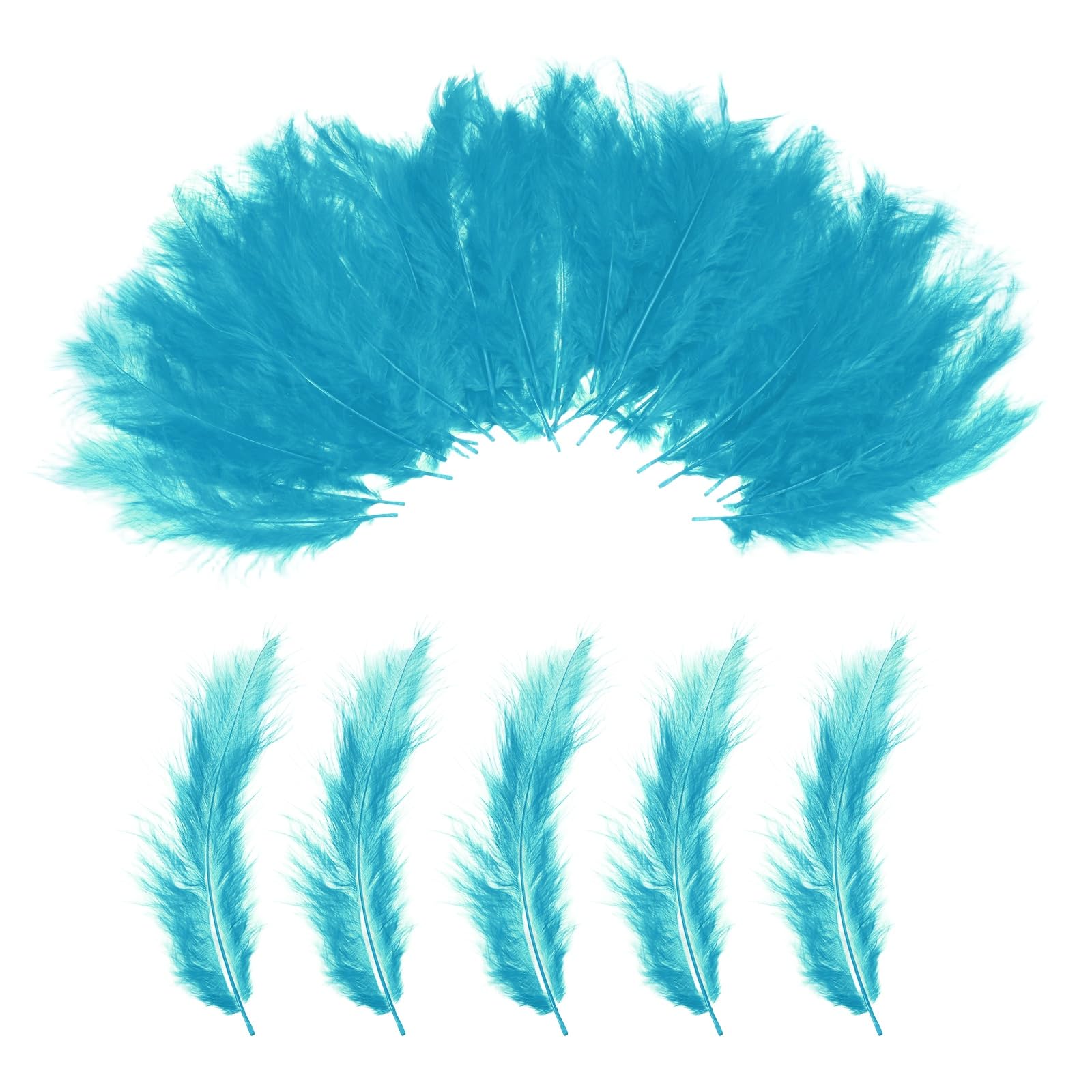 PATIKIL 200 Pack Fluffy Turkey Marabou Feathers,4-6 Inches Lake Blue Natural Turkey Feathers for Crafting Dream Catcher Fringe Trim Fly Tying Party Decorations
