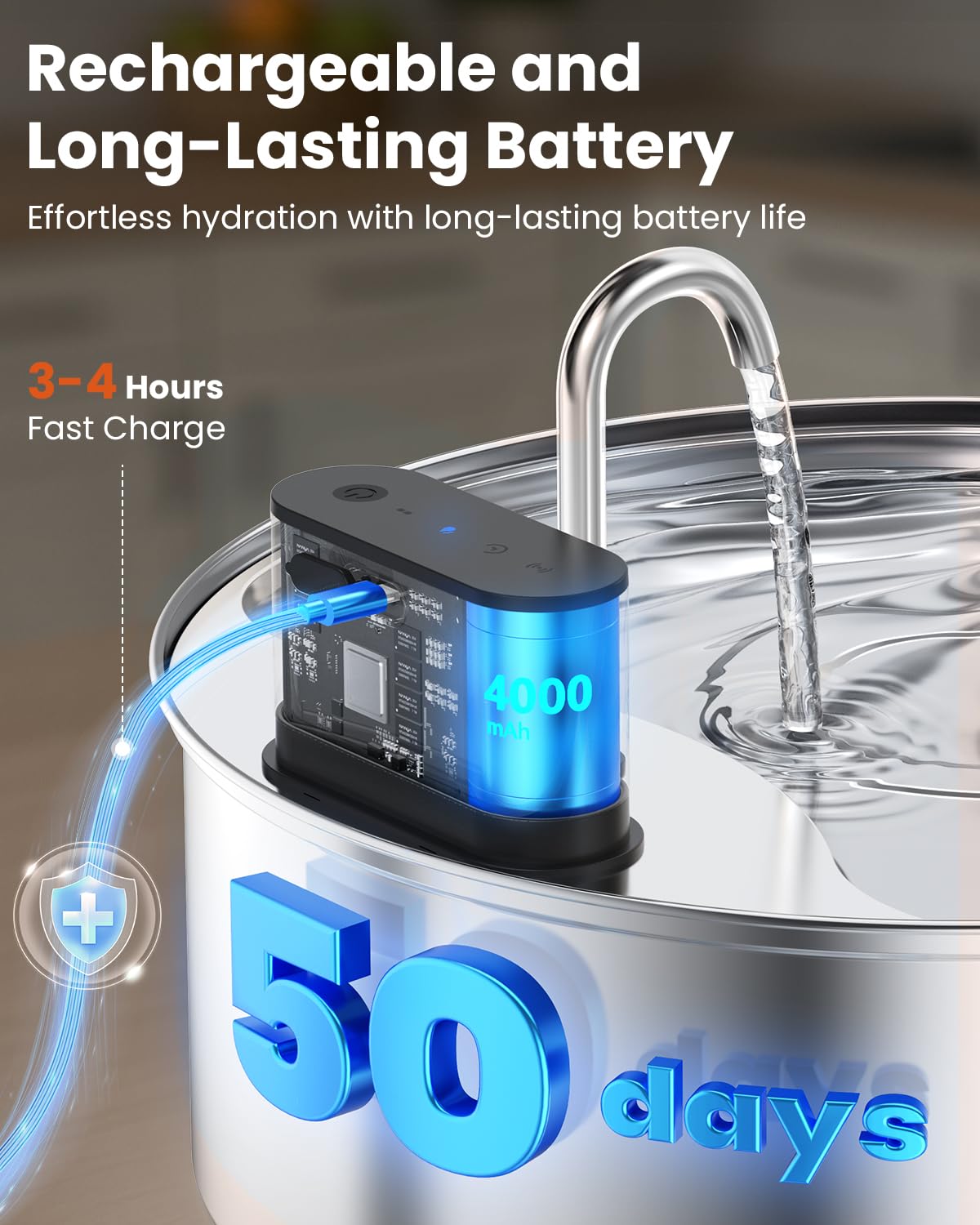 Fontana d'acqua wireless per cani, in acciaio inox, con sensore, 12 l, erogatore automatico senza fili, pompa silenziosa, senza BPA, per bere, facile da pulire per gatti, cani e animali domestici