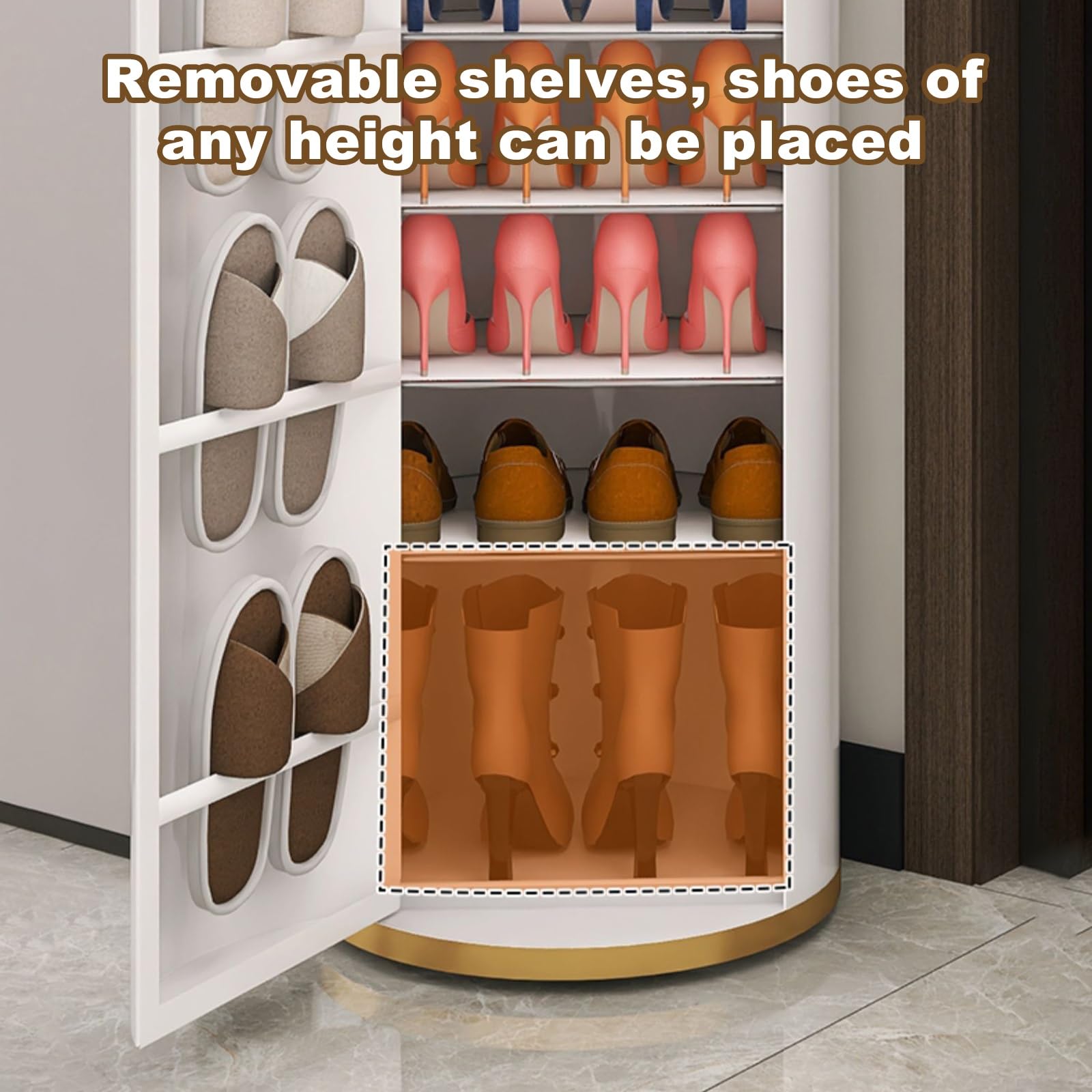 Zapatero giratorio de 360 grados con puerta, almacenamiento de zapatos redondo de moda para armario, dormitorio, entrada de pasillo, organizador de zapatos independiente