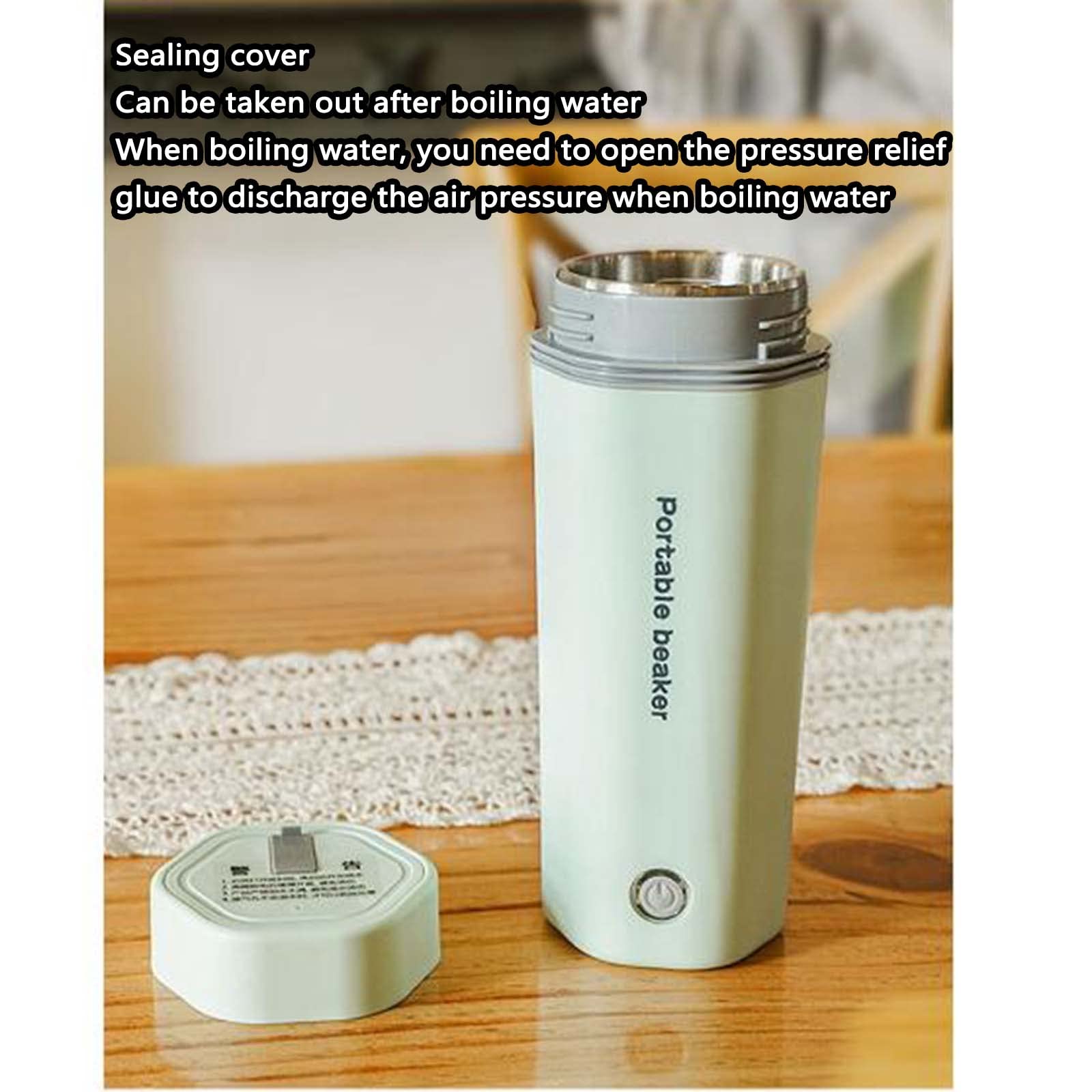 Kettle Hervidor Agua Electrico Tetera Electrica Calentador De Agua Pava Para Coche 12v Electric Acero Hervidor Eléctrico Viaje 400ML Prueba De Fugas Fondo Antideslizante (White,110V)