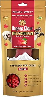 Dogsee Himalaya-Yak-Käse-Zahnpflegekausnack mit Erdbeeren für Hunde – 130 g (1 großer Kausnack) | Für gesunde Haut und gesundes Fell | Ohne Getreide, ohne Gluten | Geruchlose Hundeleckereien product image