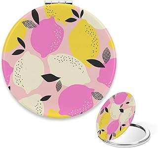 Compact Mirror for Purses, Pink Yellow Lemons...