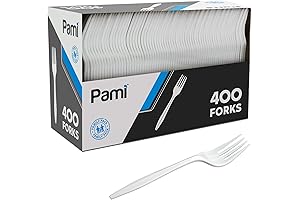 PAMI Bulk Disposable Plastic Forks for Parties, Weddings & More (400-Pack)