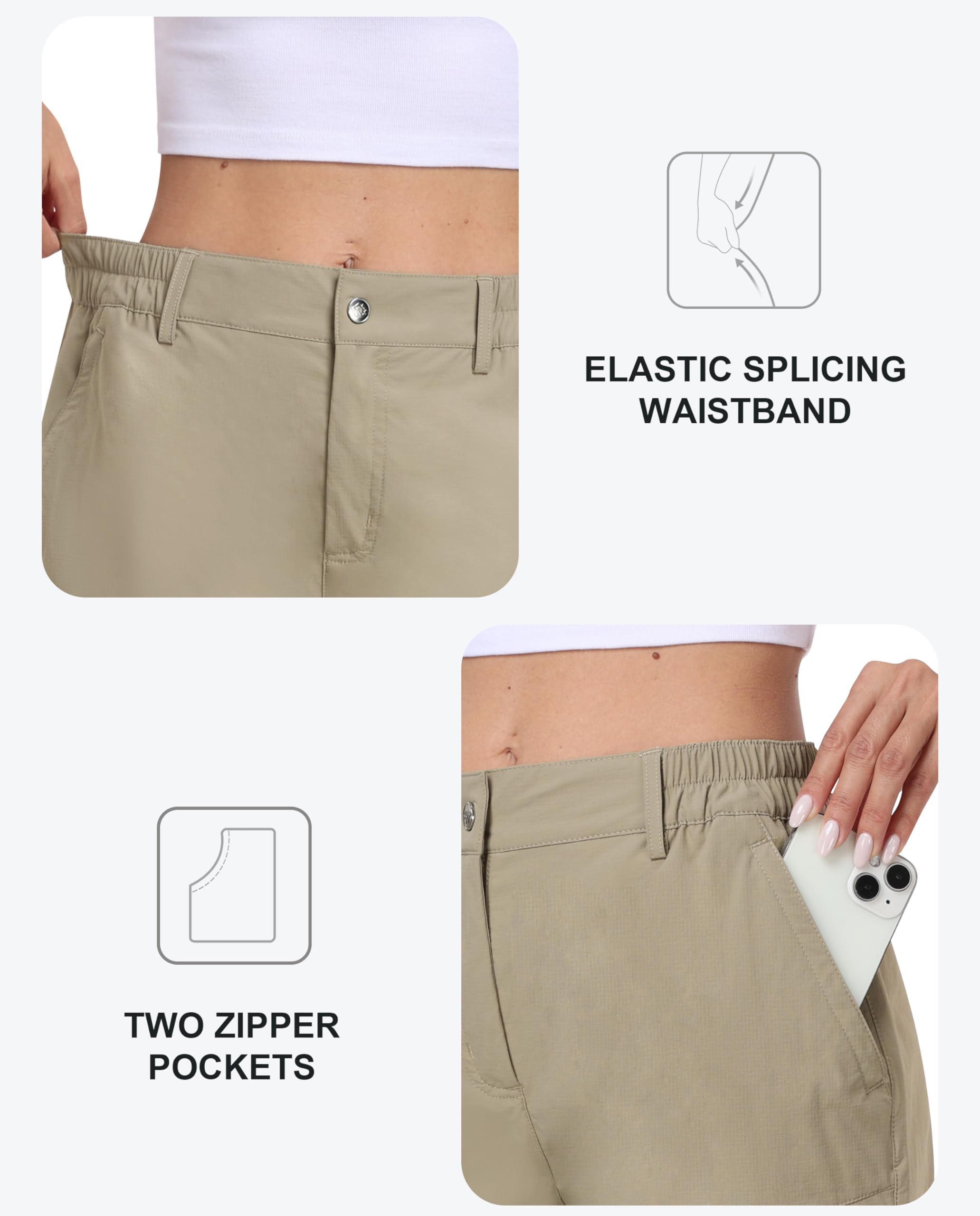 MoFiz Pantacourt léger pour femme - Capris décontracté pour voyage d'été - Short ample avec poches zippées, A04-bleu marine, Taille 3XL