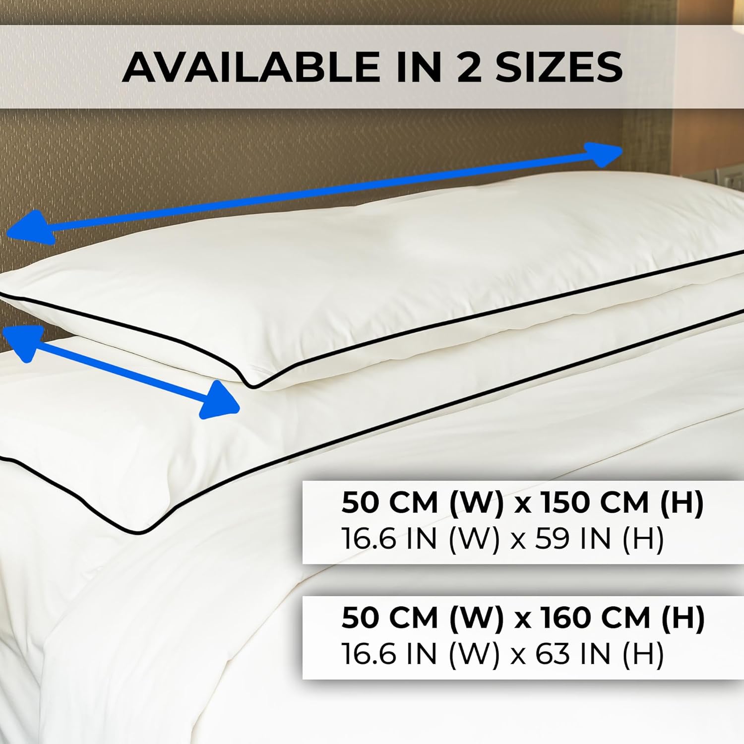 Arrowzoom Super Soft 59 x 19.6 Inches White Rest Deluxe Body Pillow Hugging Inner Pad (150 x 50 cm/59 x 19.6 Inches, No Extra Stuffing)