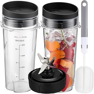 For Ninja Blender Blade Replacement BL660 6 Fin Male 3.35” Blade, 16oz Blender cups Compatible with Nurti Ninja Blenders BL770 BL660 BL740 BL780 BL773CO BL771 BL772 BL780C0, with Cleaning Brush