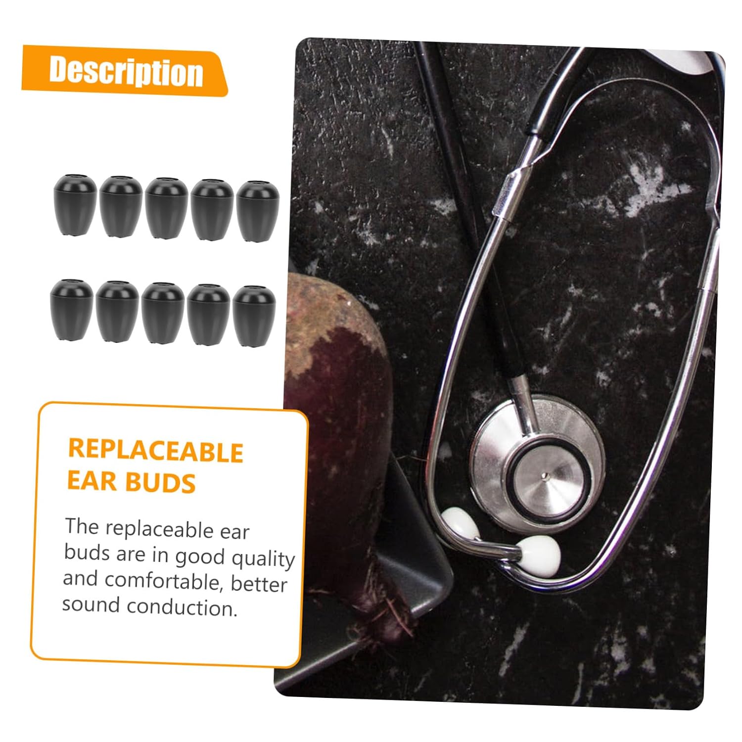 10 Pairs Silicone Stethoscope Earbuds Replacement Ear Tips Clinic Supplies Soft for Hospital Use Portable with Sound Transmission