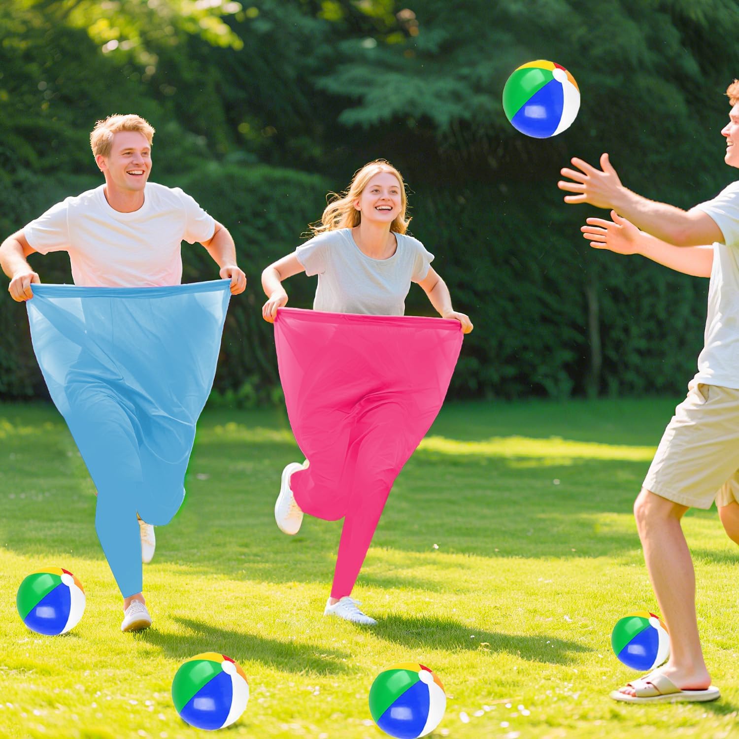 Granny Pants Yard Game,Granny Pants with 8 Bouncy Balls & 1 Air Pump (Random Colors) and 2 Pack Color Granny Pants Outdoor Game for Adults Family Reunion & Team Building Granny Pants Game