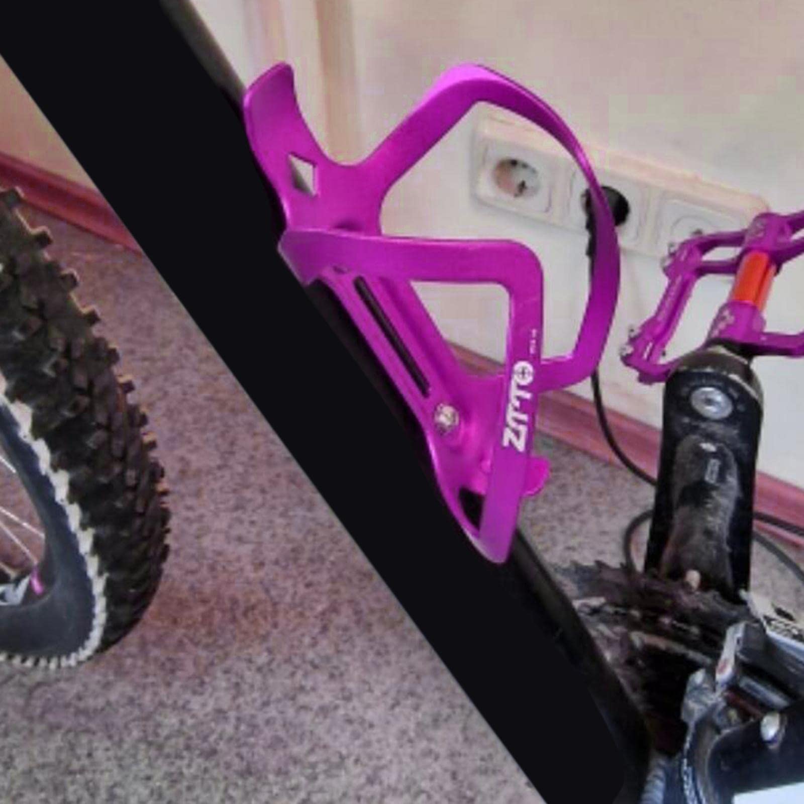 Portaborraccia Universale In Alluminio Saycker Per Bici - Leggero Con Viti E Rondelle - Colore Viola - 2