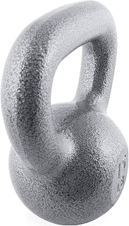 Cast Iron Kettlebell with Textured Grip, Solid Matte Sandblasted Weight Kettle Bell, Strength Training Workout Equipment for Home Gym Full Body Fitness