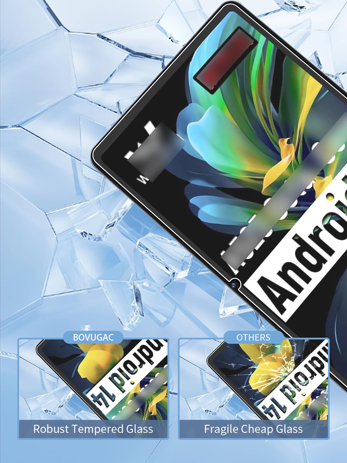 BOVUGAC Pellicola protettiva in vetro temperato per tablet ROWT A10 Android da 10 pollici, antigraffio, sensibile e durezza 9H, confezione da 2