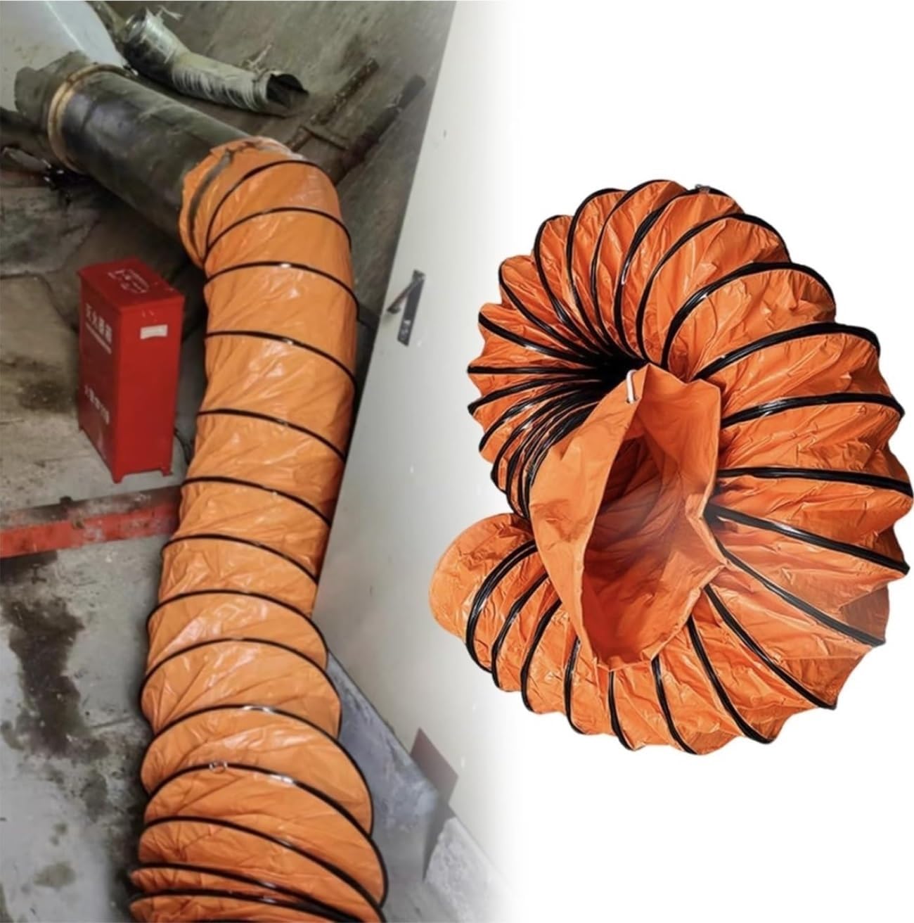 Blower Fan Duct Hosing, Portable Waterproof Fire Rated Exhaust Vent Hose For Farms/Tunnel, Flexible PVC Industrial Ventilation Pipe Plastic Tubes(L-3m/9.8ft,Dia-250mm(9 7/8"))