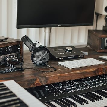 beyerdynamic DT 990 PRO, 80 Ohm, Open Back, Over Ear, Wired Professional Studio Headphones, Gaming, Podcast, Audiophile, Mixing, 3m Straight Cable, Black with Limited Edition Black Velour Ear Pads