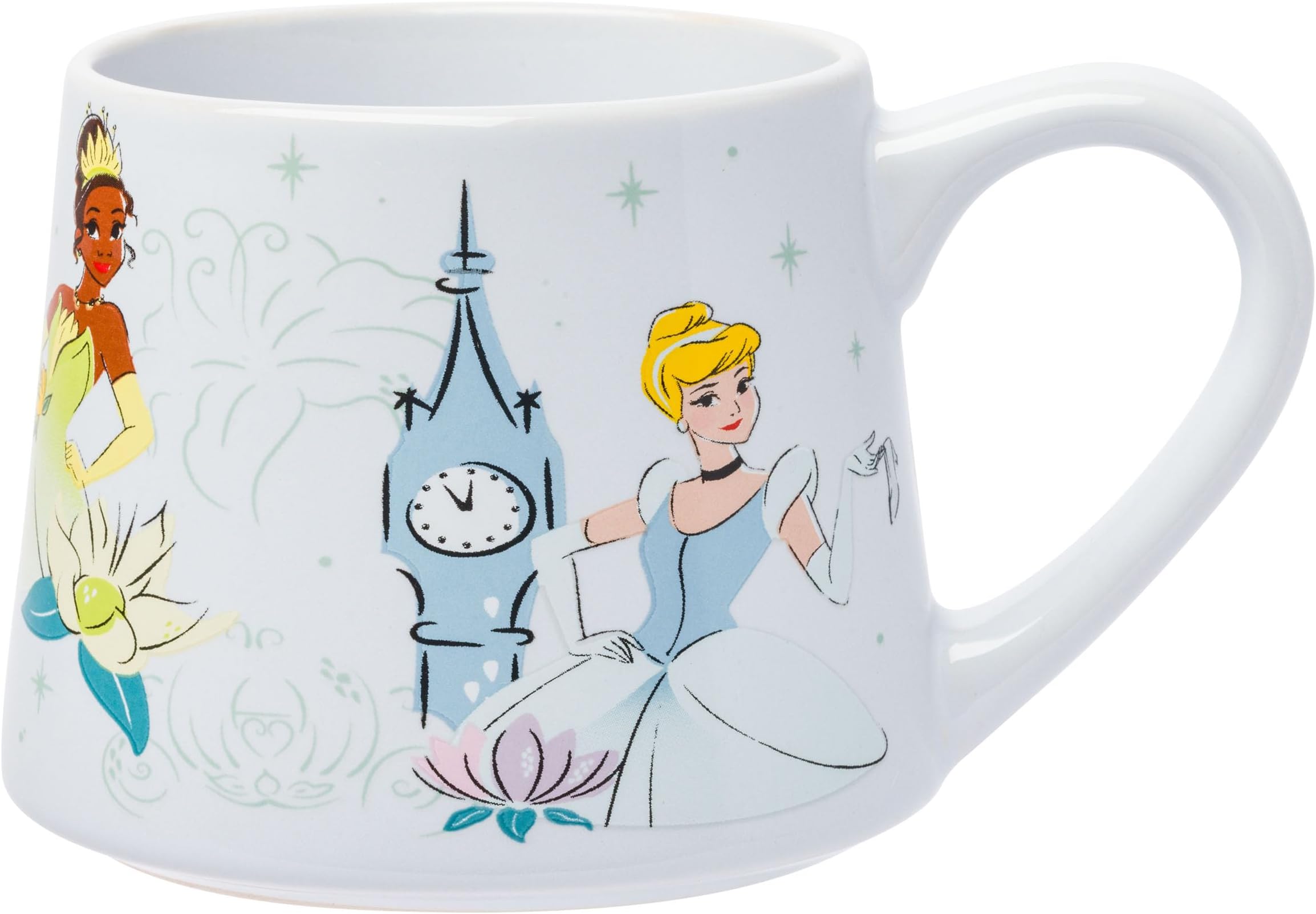 Disney Princess Icon Sparkle Line Up Tapered Pottery Mug, 14 Ounces