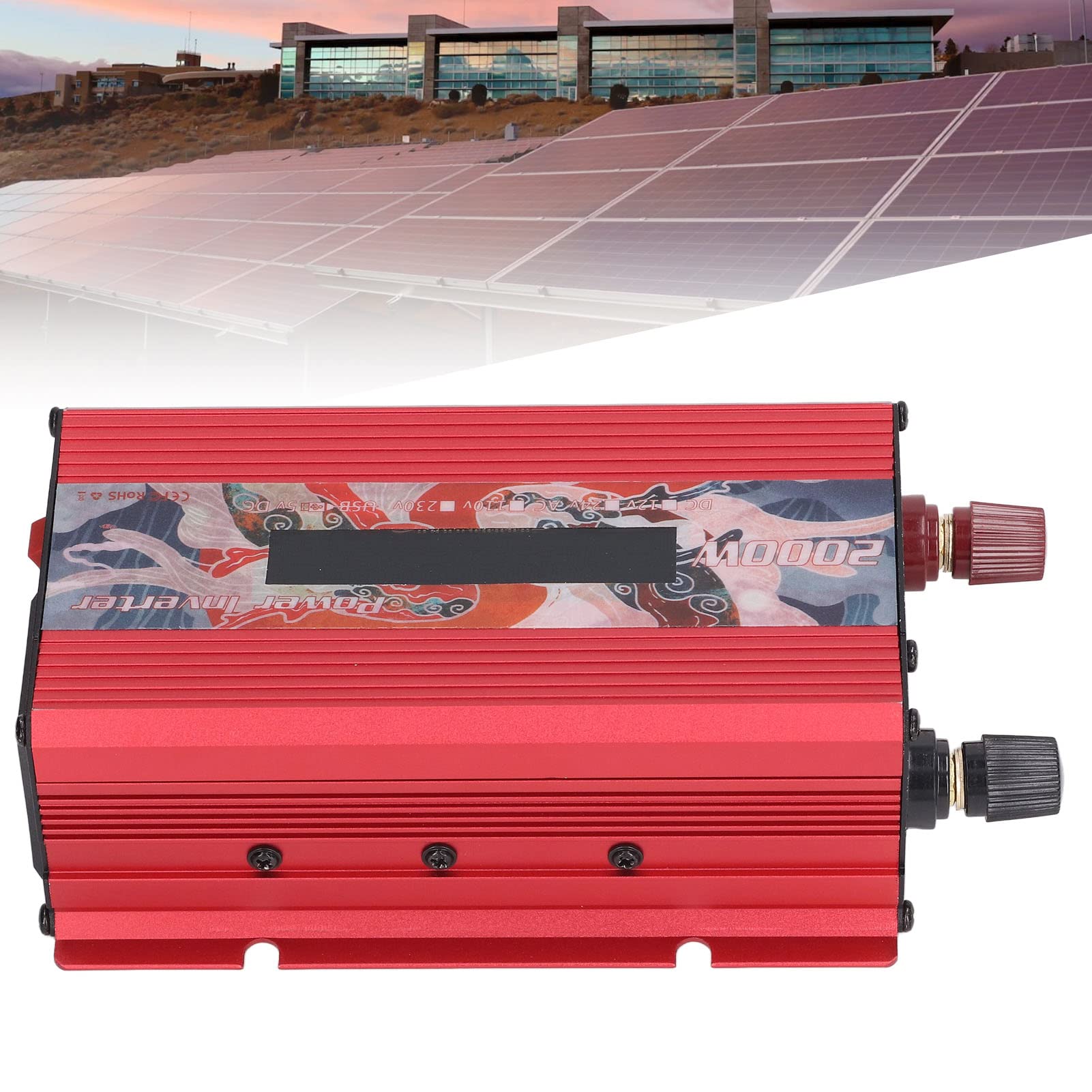 Convertidor de Corriente, Pantalla LCD Solar del Inversor de Corriente del Coche de CC a CA de 2000 W para Cámaras (DC24V)