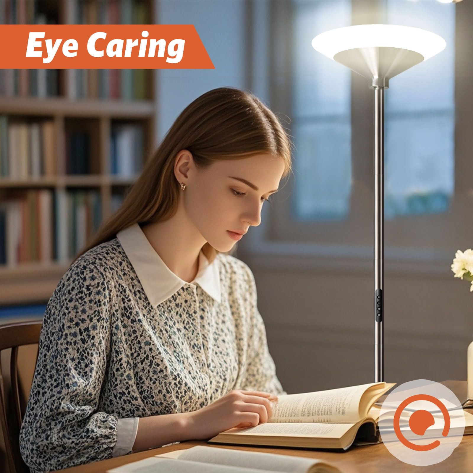BBHome Lampadaire LED 27W Dimmable avec Télécommande et Tactile 3000K-6500K Salon Moderne Argent