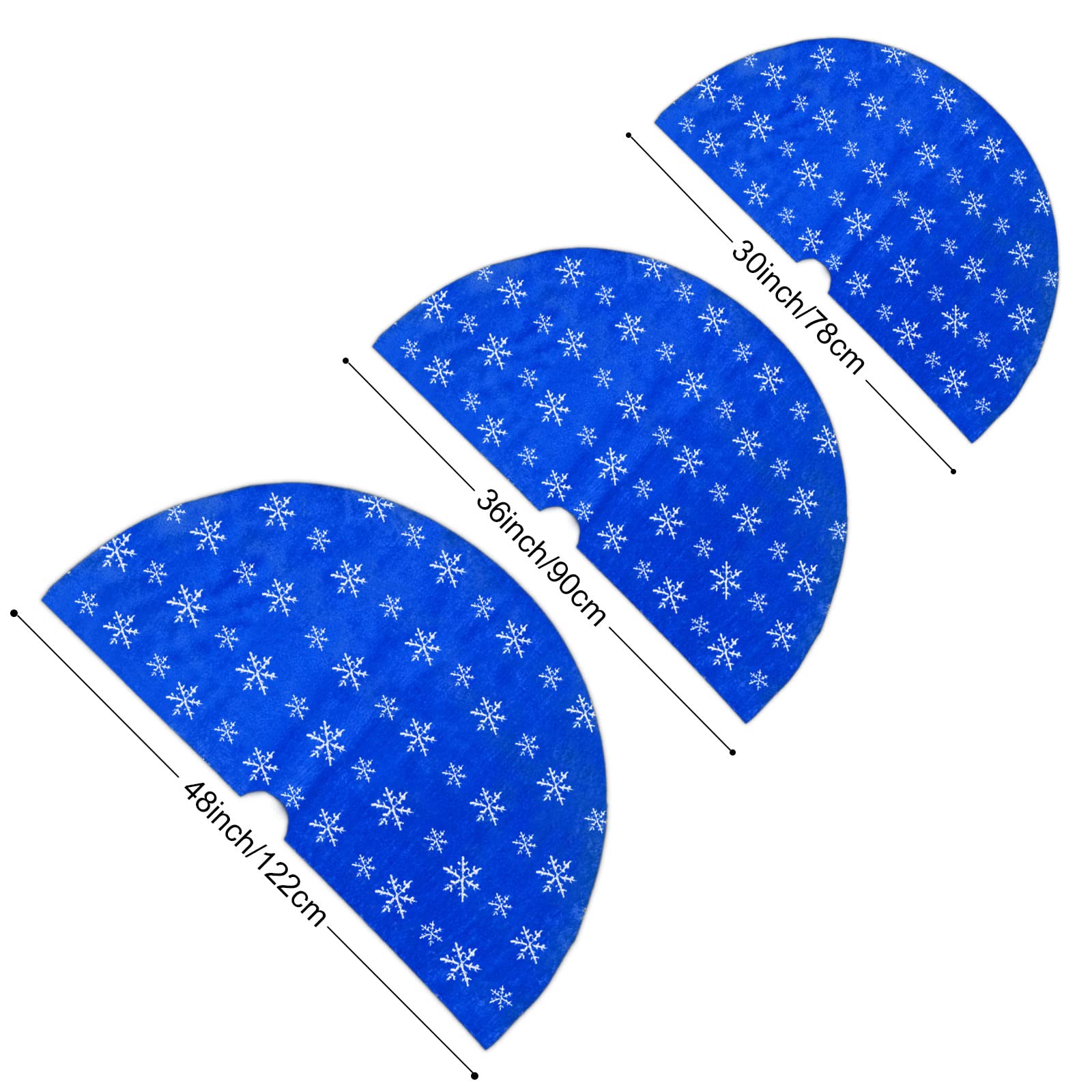 Jupe de Sapin de Noël Bleu Peluche 78cm avec Flocons de Neige Argent Paillettes Couvre-pied Tapis