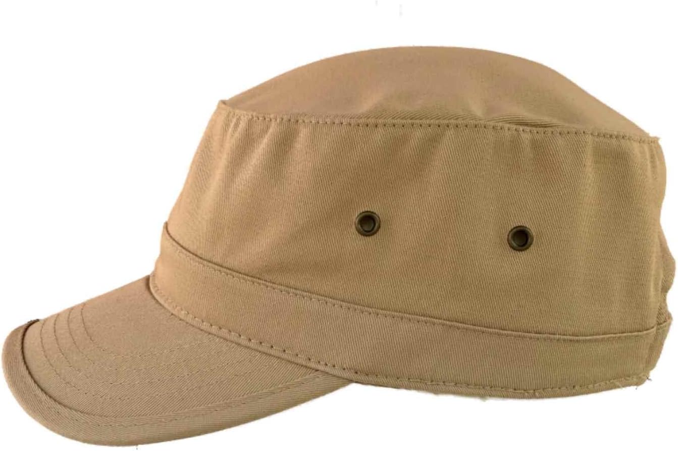 Military Style Solid Blank GI Flat Top Cadet Cotton Castro Patrol Fitted Cap Hat