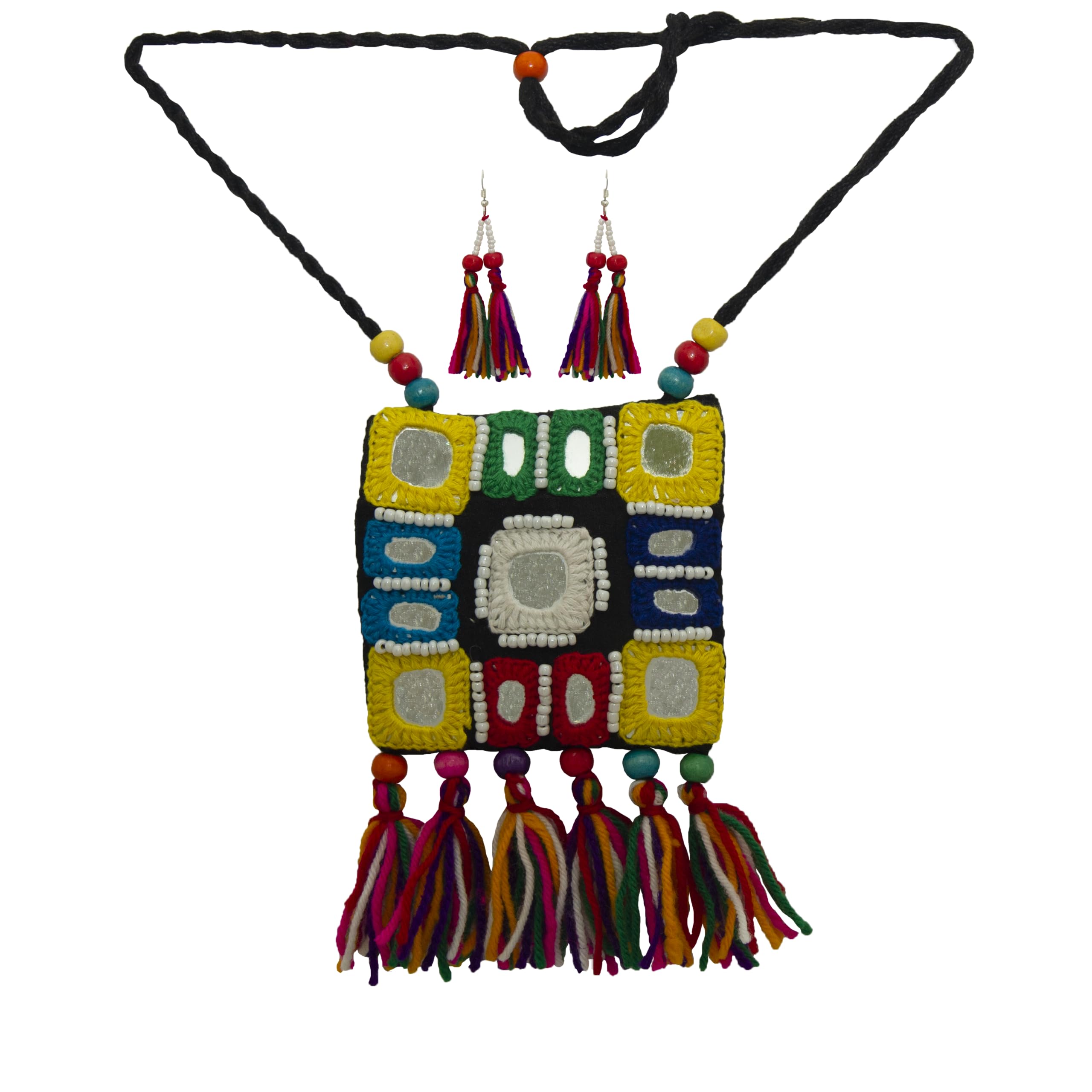 Black Multi Mirror Boho Necklace for Girls and Women (Handmade, Handicraft, Navratri, Durga Pooja and Garba Jewellery) (B0CKBQ7GTQ) Amazon Price History, Amazon Price Tracker