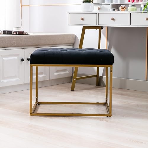 Miniatura 3 de HomSof Silla otomana copetuda Black Living para sala de maquillaje