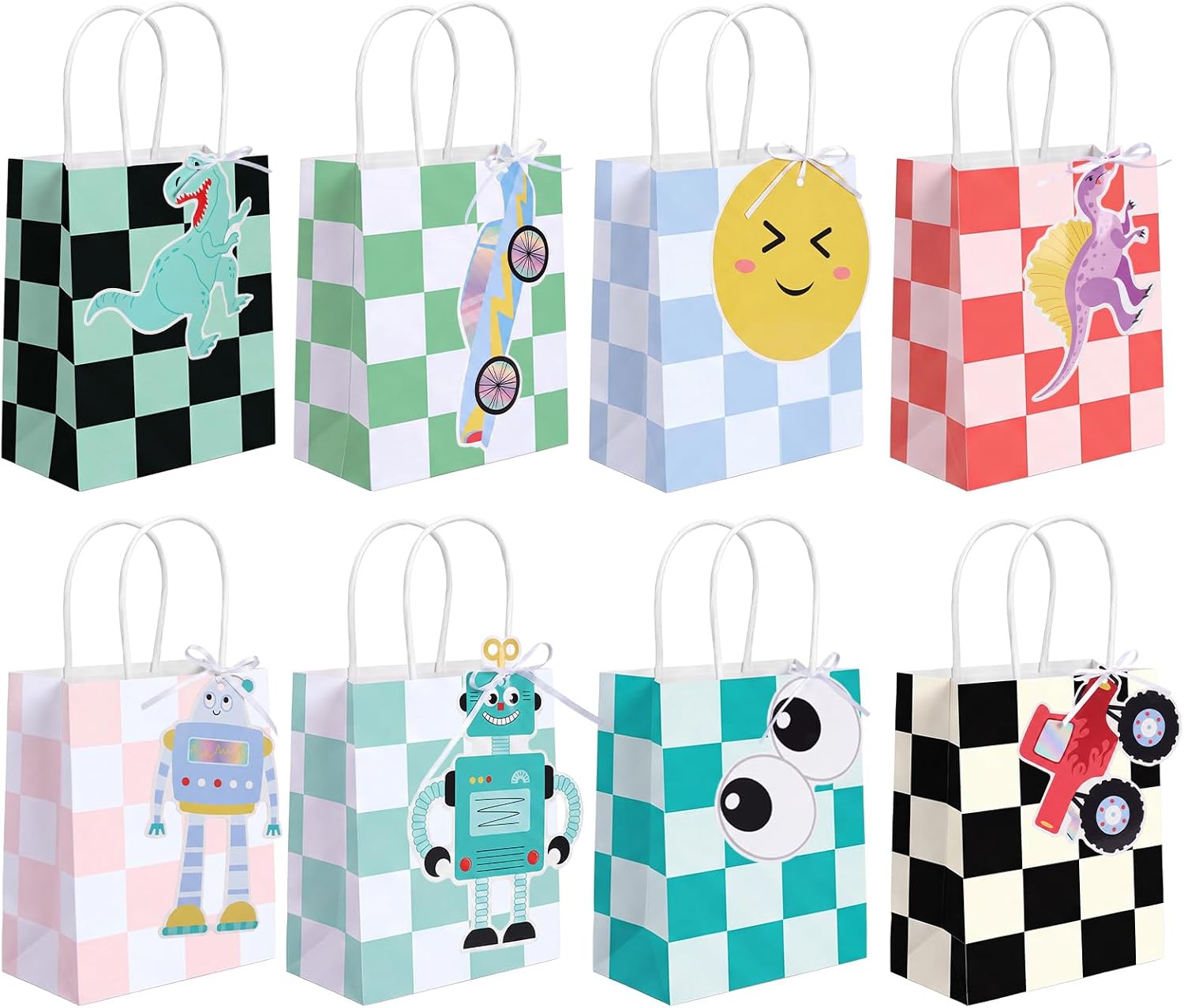 Epakh 24 Pack 80s Retro Party Favor Bags Checkered Race Car Party Decor